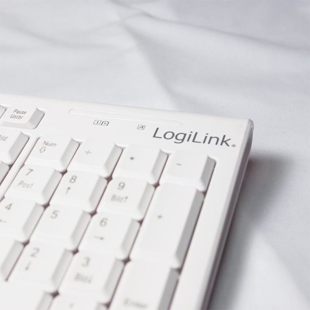 LogiLink Tastatur- und Maus-Set, Funk, weiß für QWERTZ, Multimedia Maus, programmierbare Hotkeys Set, und Maus 1000dpi kabellose 13 Tastatur wireless