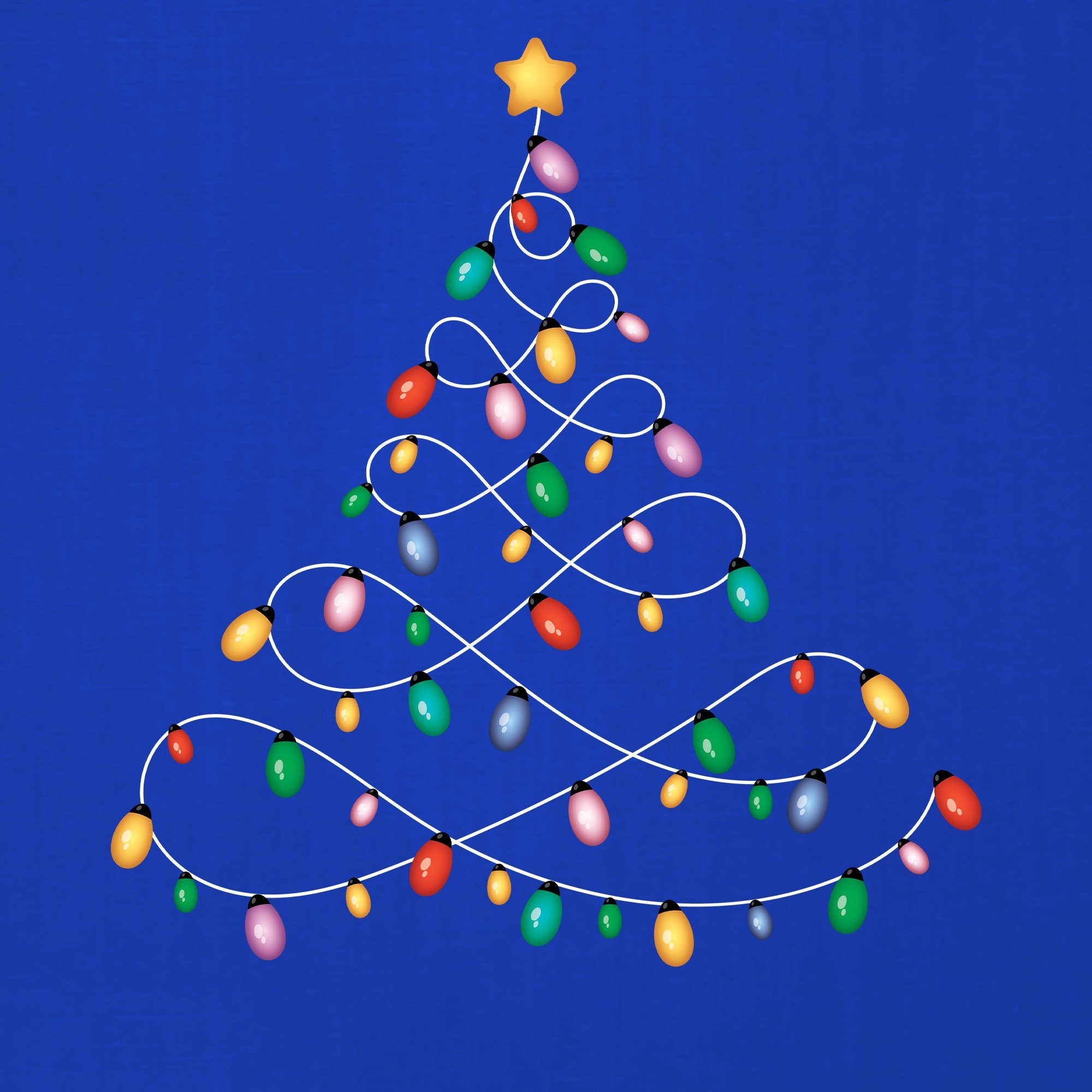 Lichterkette - Blau Quattro (1-tlg) Formatee Kurzarmshirt Weihnachtsgeschenk Weihnachten X-mas Weihnachtsbaum