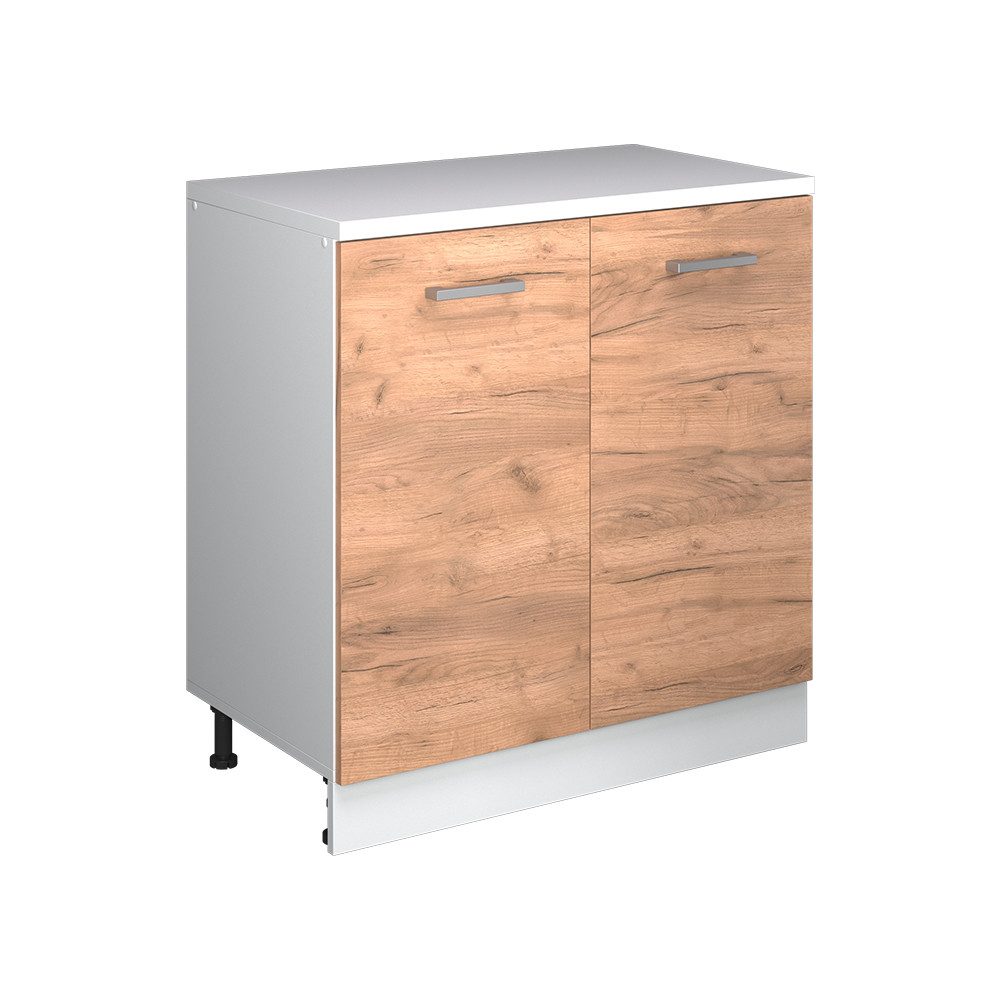 Vicco Kommode Rion, Goldkraft Eiche/Weiß, 80 x 46 cm ohne Schräge mit 2 Türen