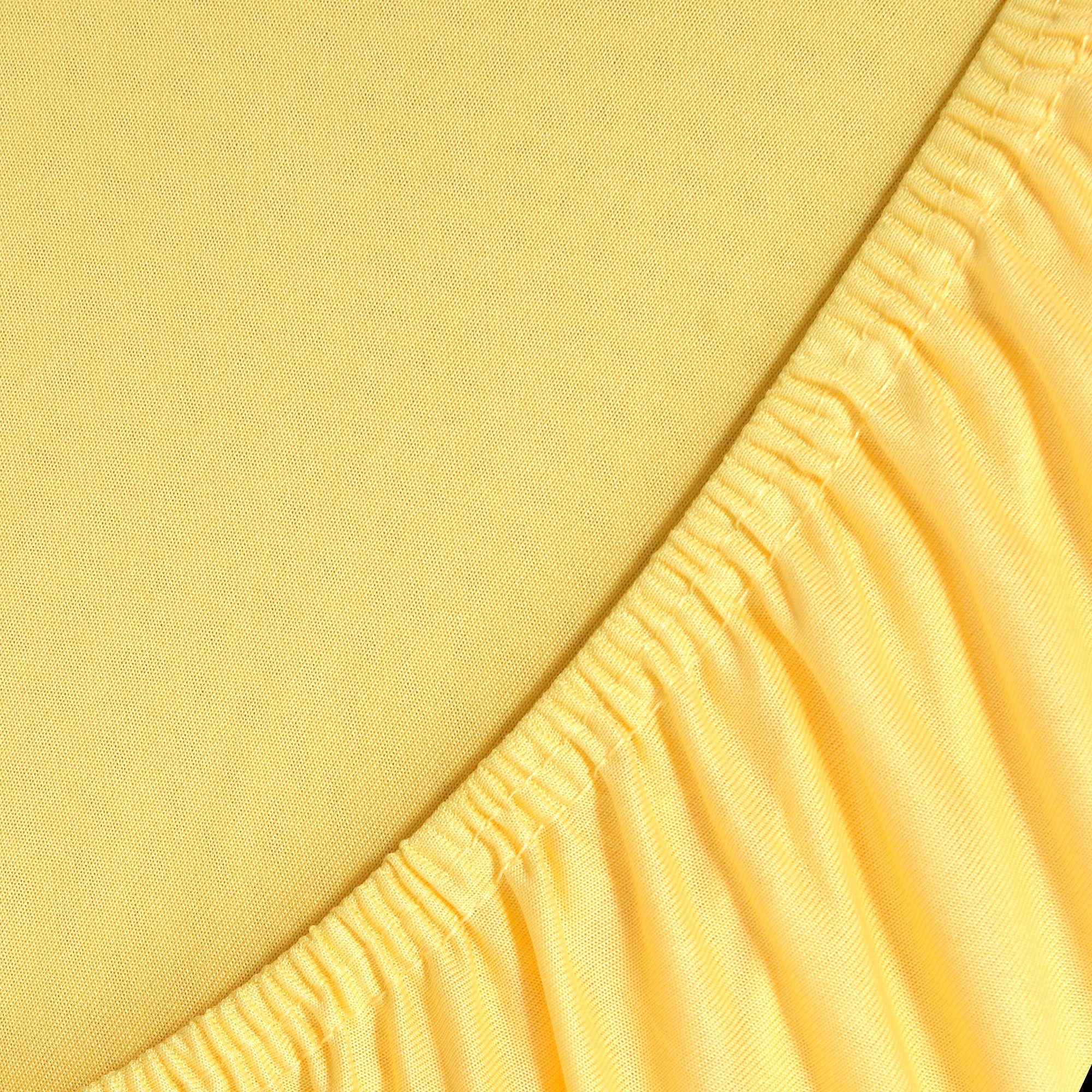 NatureMark Spannbettlaken Jersey Spannbetttuch, 100% Baumwolle, Gummizug: rundum, (2 Stück), Kinder Spannbetttuch, für Baby-/Kinderbett, 70x140 cm, Gelb – Bild 3 von 4