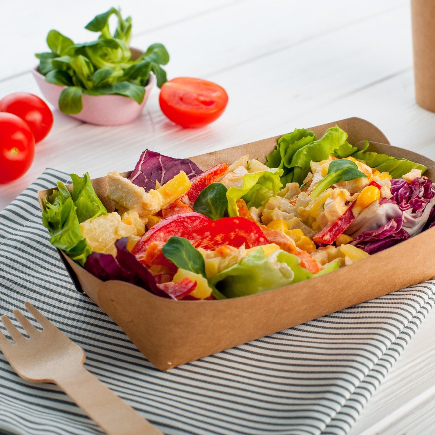 wisefood Einwegschale Papier Snacktray - rechteckig braun 12x6x3.7cm -, Papier, (100-tlg)