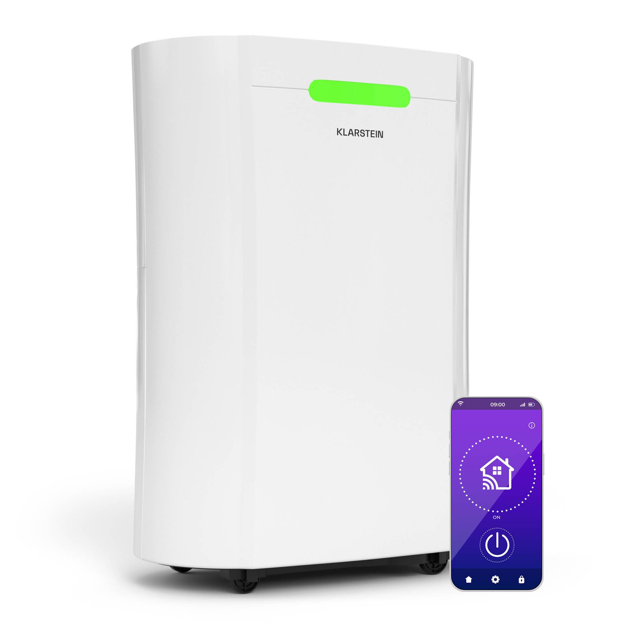 Klarstein Luftentfeuchter AeroDry 12L, Elektrisch Timer Schlafmodus LED Touch Wifi App 12 L/Tag