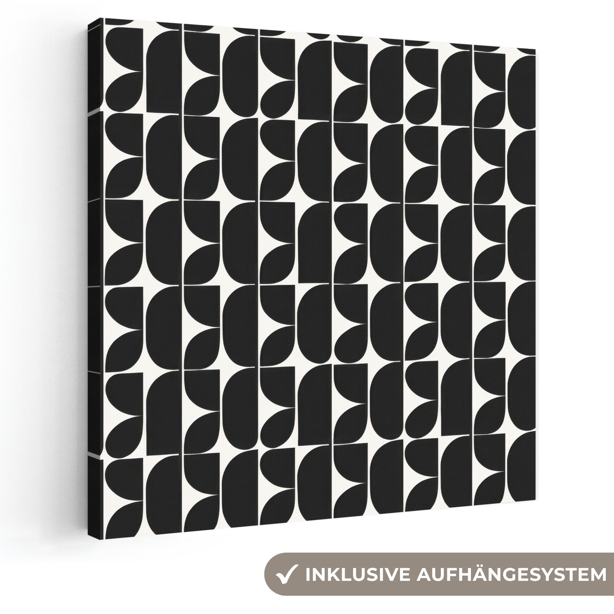 OneMillionCanvasses® Leinwandbild Modern - Geometrisch - Schwarz, Fotodruck (1 St), Wandbild, Deko Schlafzimmer Wohnzimmer Flur 20x20 cm