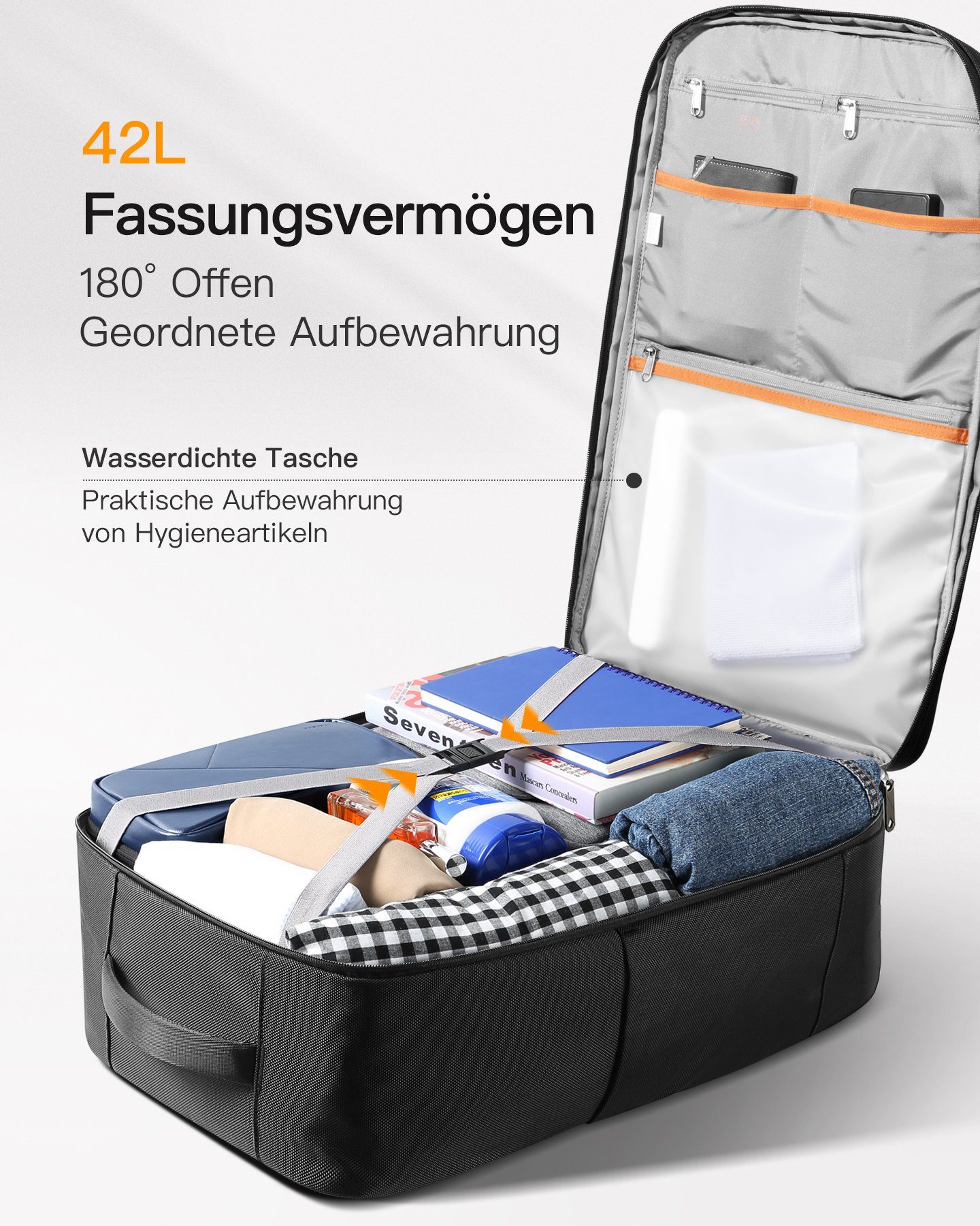 Inateck Reiserucksack 42L Großer wasserdichtes Kabinenrucksack, günstig online kaufen