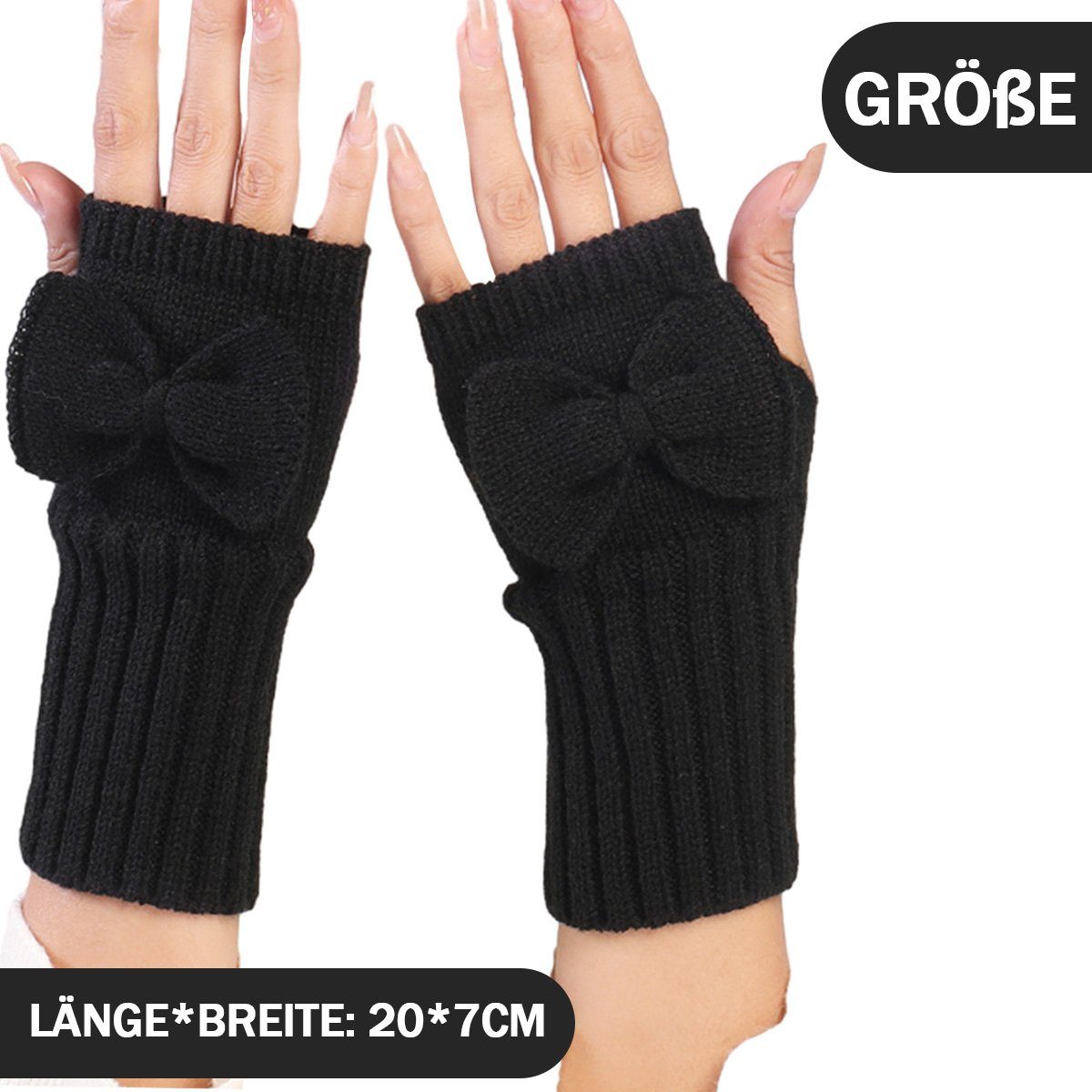Jormftte Fingerlose Strickhandschuhe stulpen Damen Winter Winter Schwarz Handschuhe Kurzer,für Strick