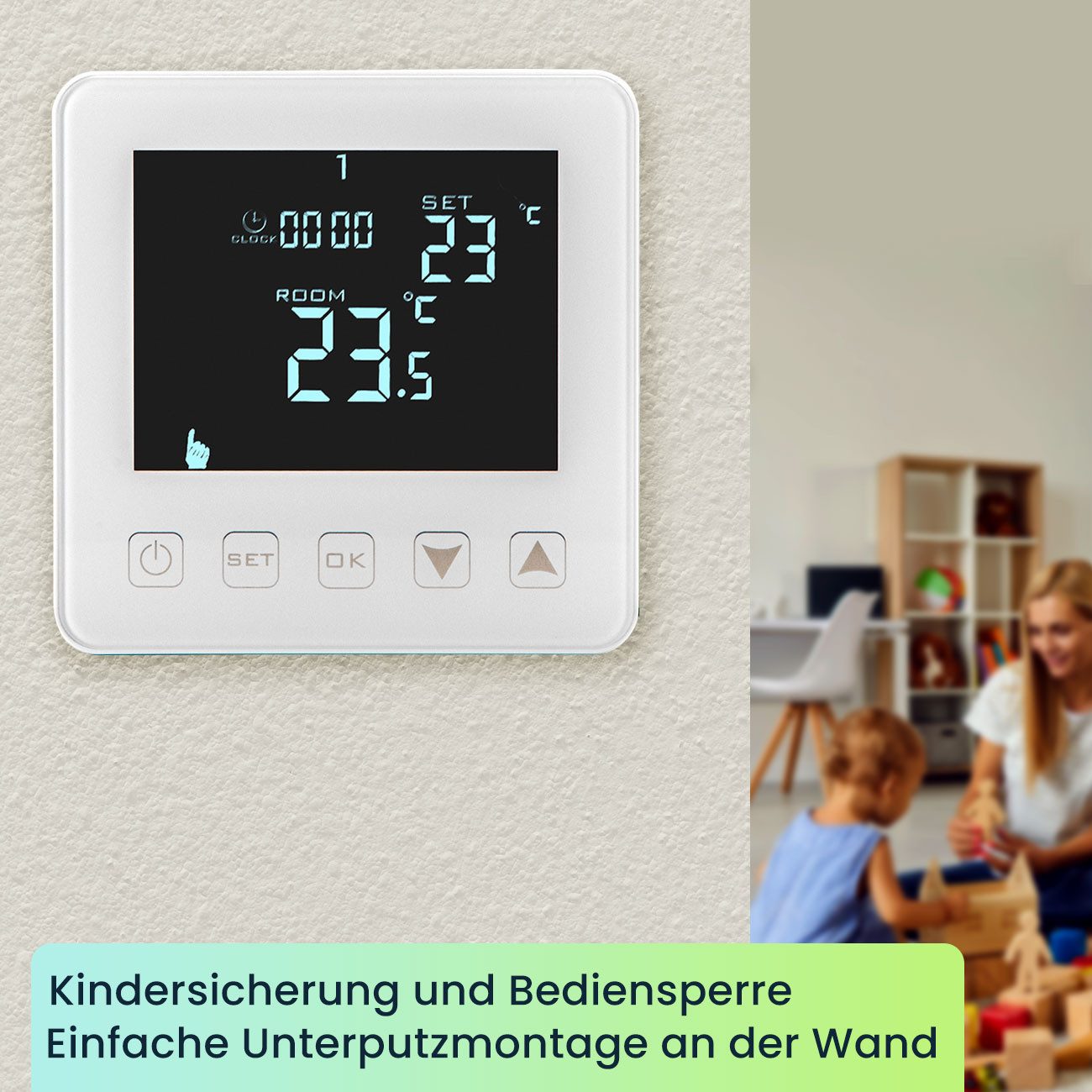 Casativo Raumthermostat Digitales Raumthermostat Fußbodenheizung Touch Wand-Thermostat, Netzbetrieb, (4-St)