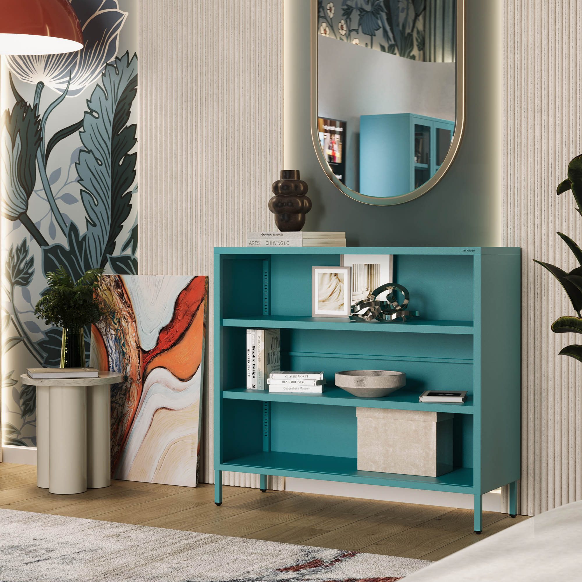 Jan Nowak Sideboard LUCA Regal Metall Stahl 100x90x35cm 2 Regale Sparkling (Stahl 0,6mm, 40kg, 25mm Raster, Wandmontage möglich), Brilliance Beine regulierbar W – Bild 4 von 5