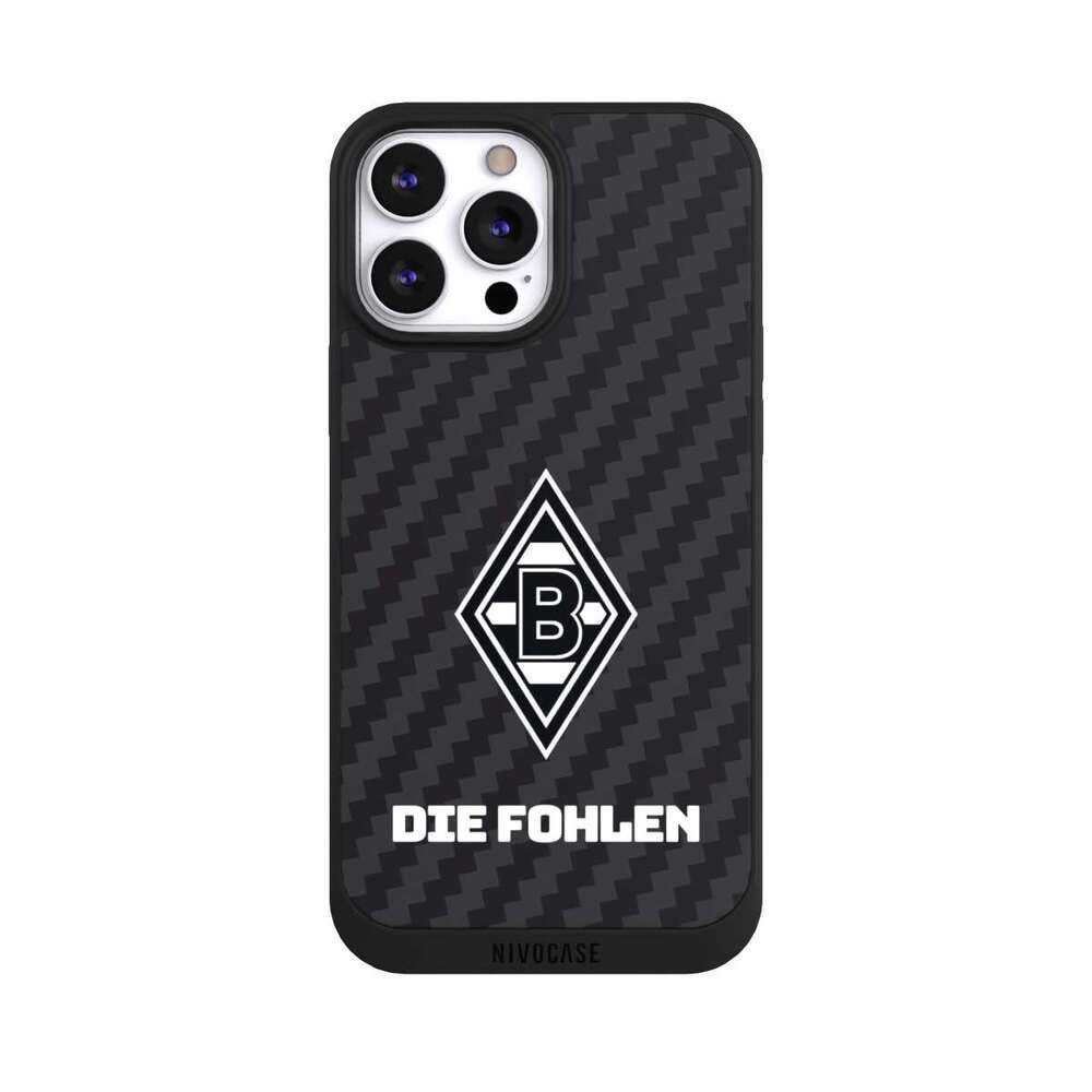 NIVOCASE Handyhülle Borussia Mönchengladbach Carbon Gladbach Die Fohlen Carbon, Apple iPhone 13 Pro Max Handyhülle Hülle NIVOpure Case Schwarz