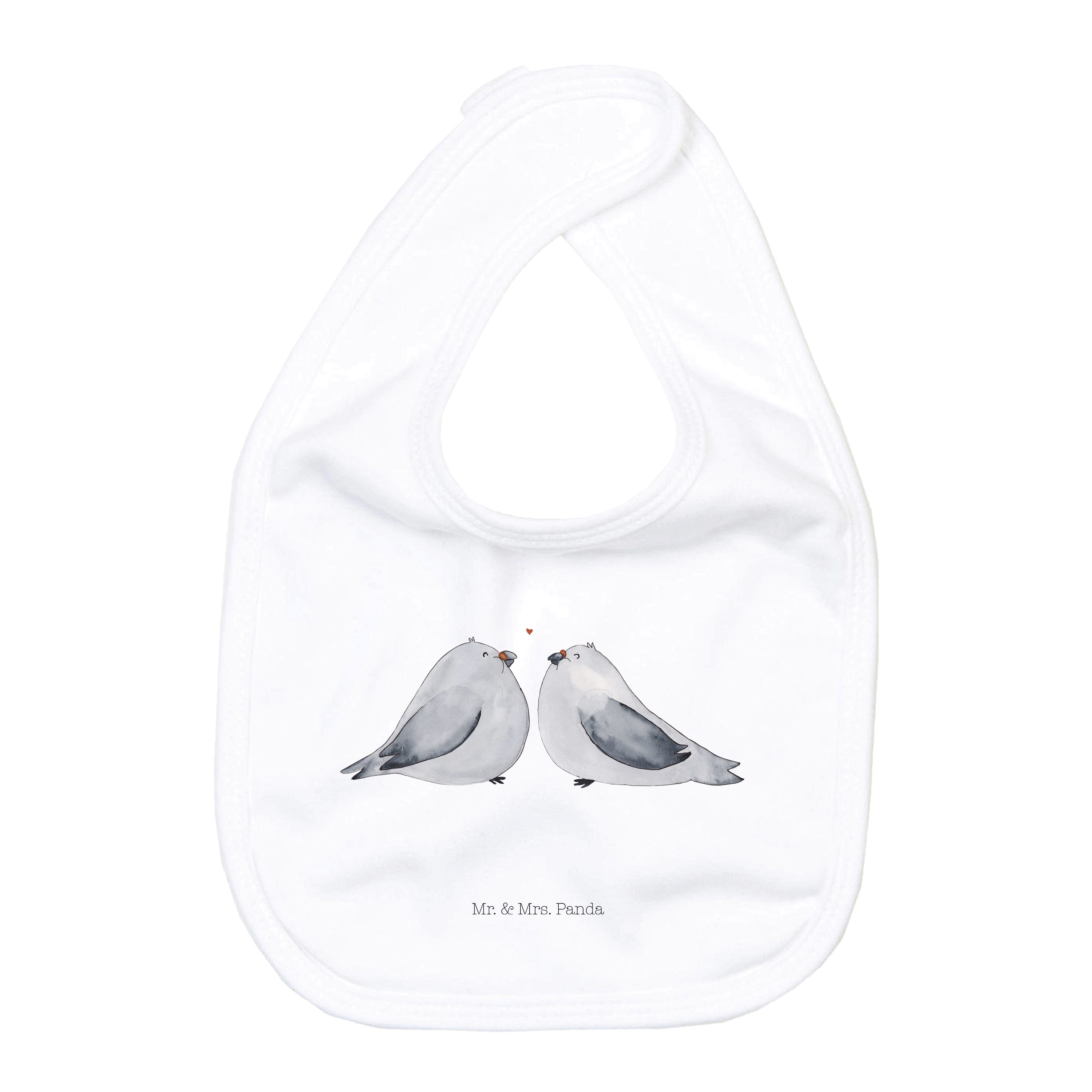 Mr. & Mrs. Panda Tragetuch Turteltauben Liebe, Schlabberlätzchen, Weiß, Geschenk Freundin, Liebe (Packung), Geschenk Schlabberlätzchen Hochzeitstag