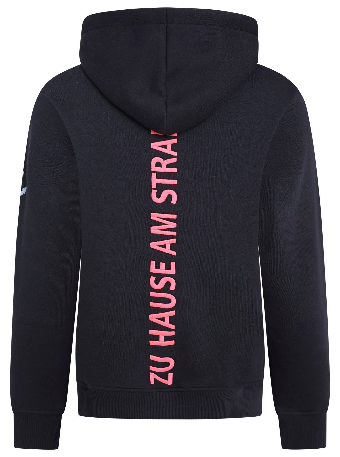 Zwillingsherz Sweatshirt gestickter Schriftzug vorn und hinten, Kapuze, Langarm, Kängurutasche – Bild 4 von 5