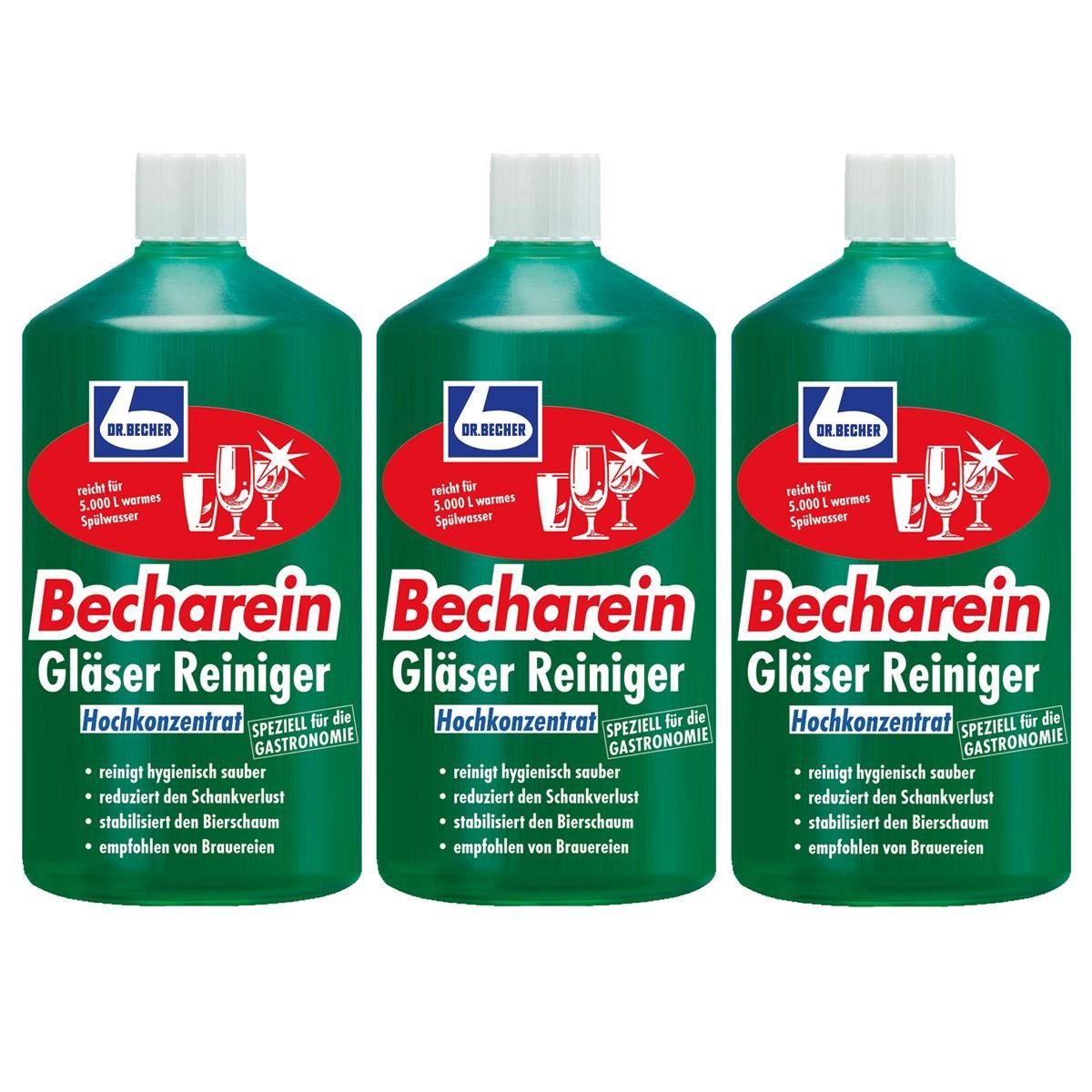 Dr. Becher Becharein Gläser Reiniger Hochkonzentrat 1L (3er Pack) Glasreiniger