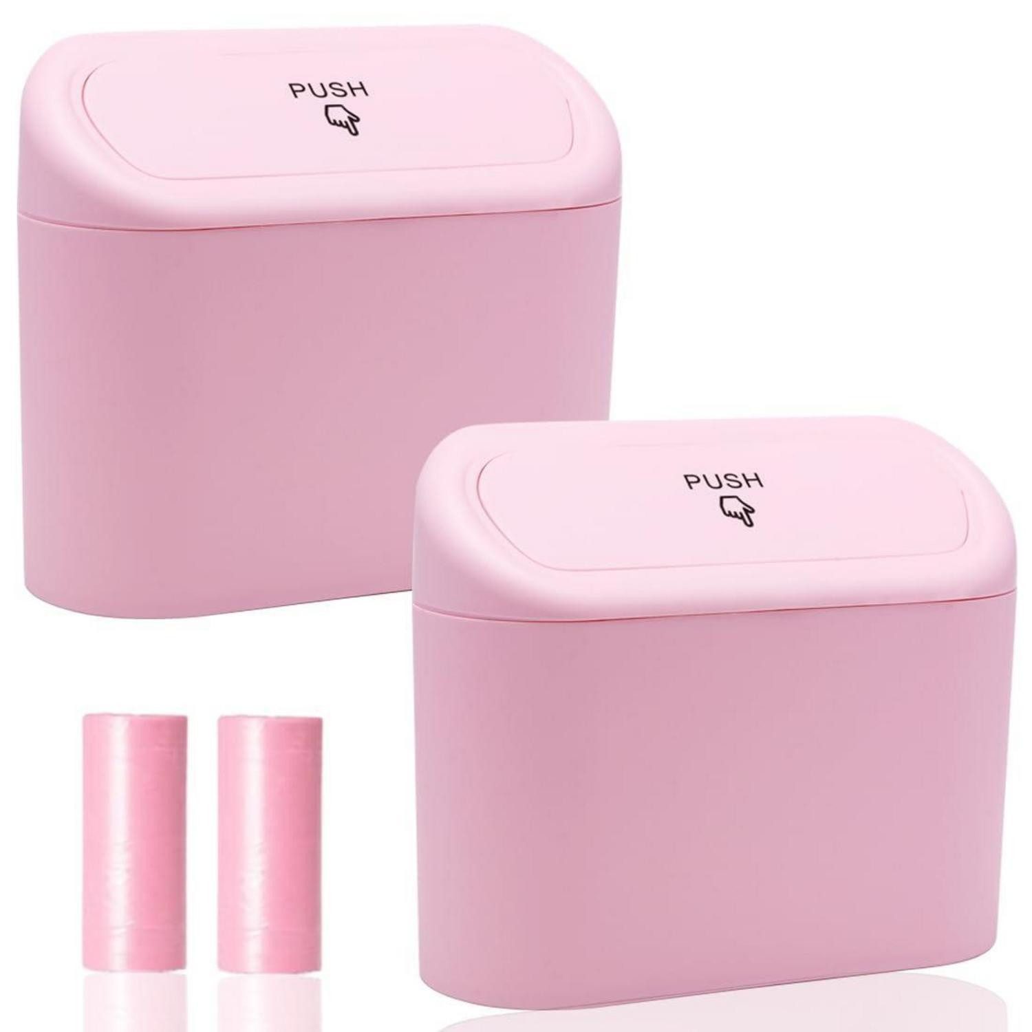LuxusKollektion Mülleimer Mülleimer Auto Deckel Mini 40 Müllbeutel 2er Pack Rosa 2Pcs 1