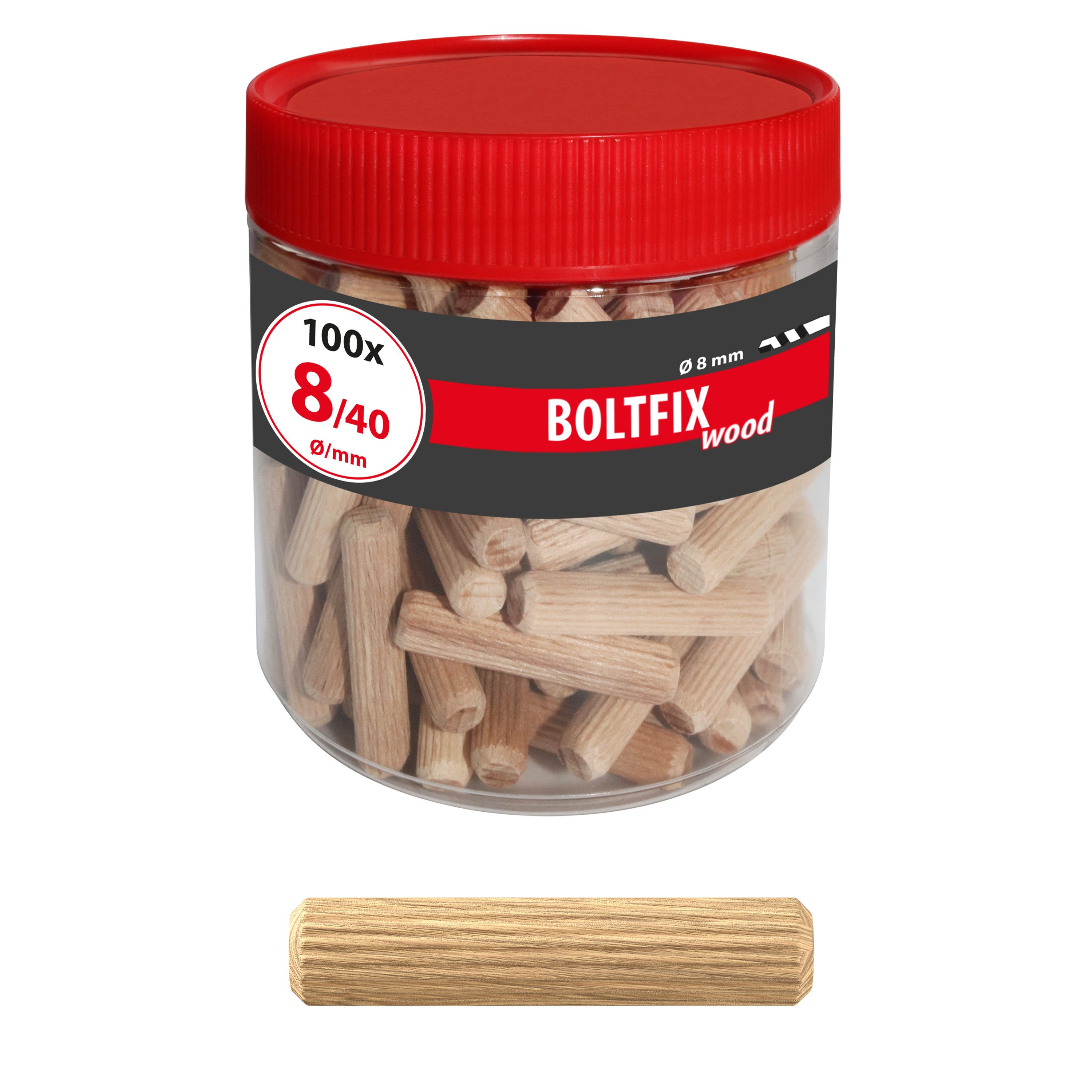 Tox Holzdübel Holzdübel Boltfix wood 8x40 mm - Riffeldübel aus massiver Buche, 8 x 40 mm, Buchenholz, (100-St)