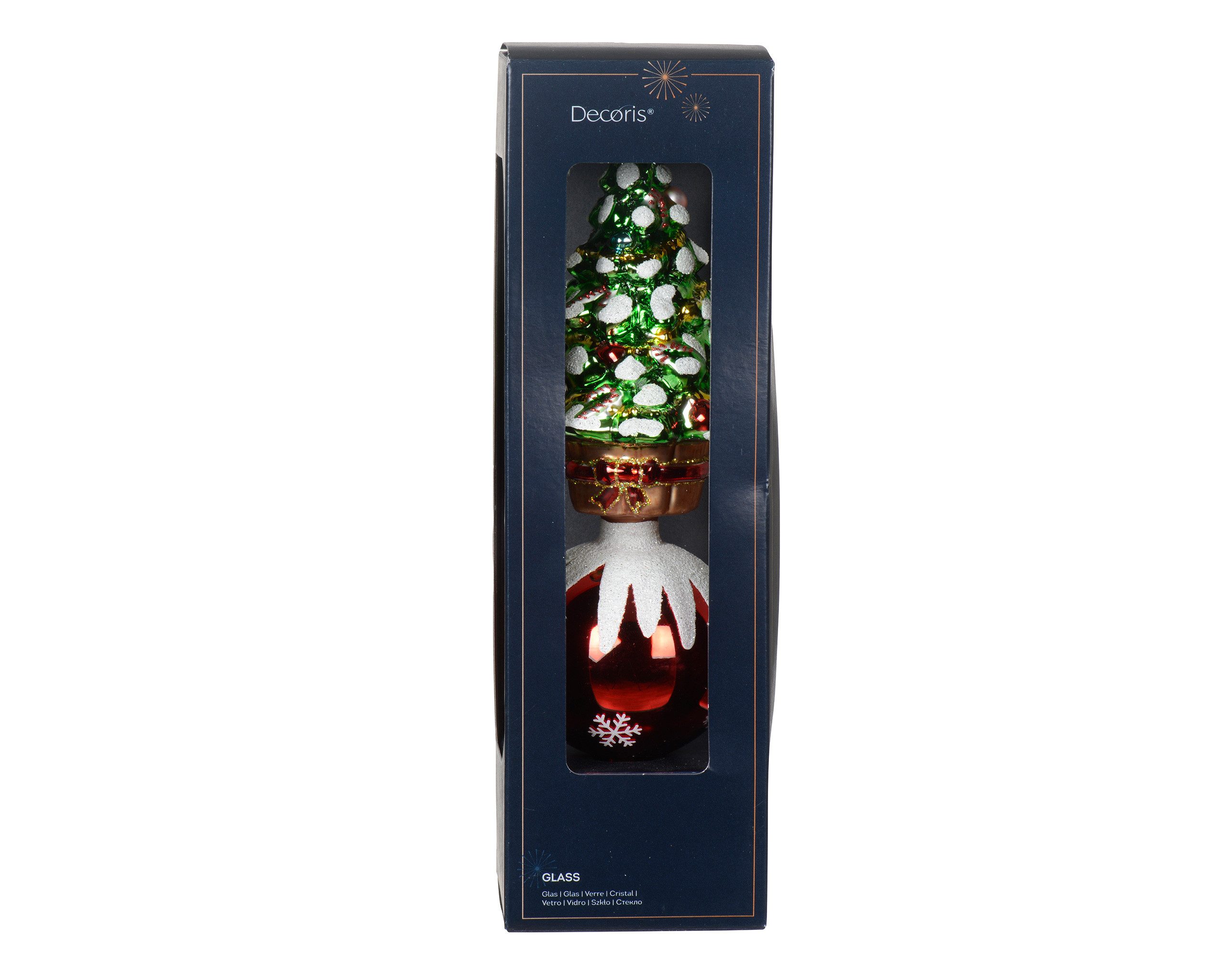Kaemingk Christbaumspitze, Christbaumspitze Glas Weihnachtsbaum 29cm Rot Grün