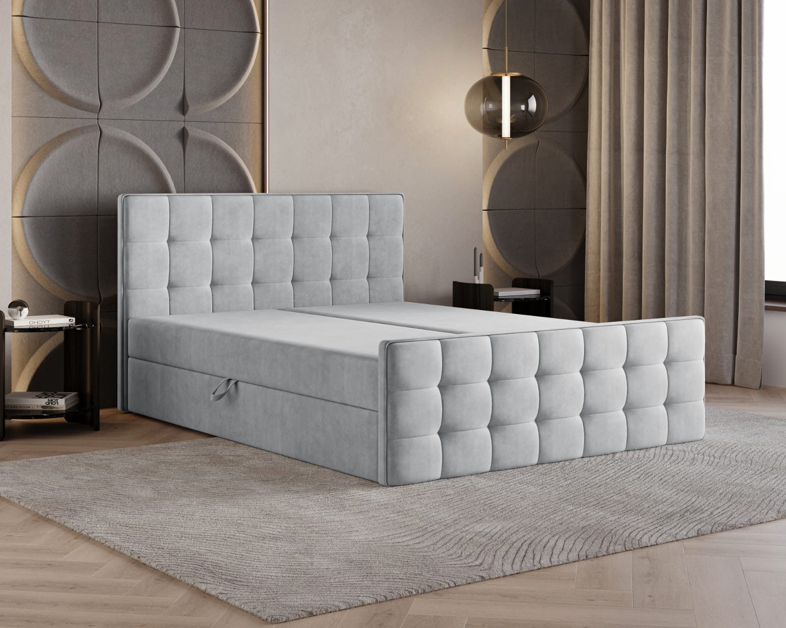 B&B Home Boxspringbett Boxbett Coriano 180 cm 200 cm (H3 Bonell-Matratze, Kopfteil, Bettkasten und Topper)