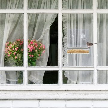 relaxdays Vogelhaus 2 x Vogelfutterhaus für Fenster