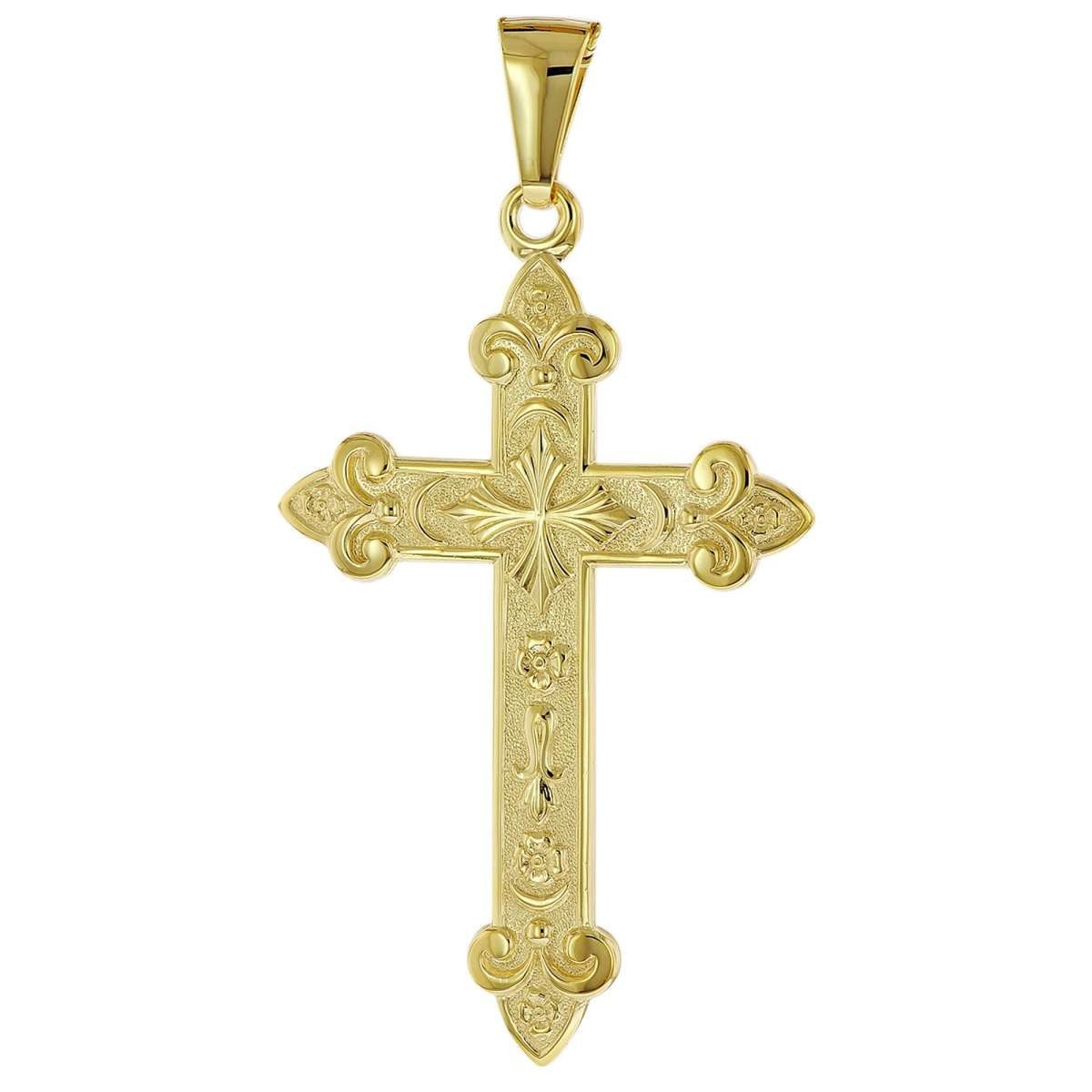 trendor Kreuzanhänger 51998, Kreuz-Anhänger Gold 585 (14 Karat) 40 x 27 mm