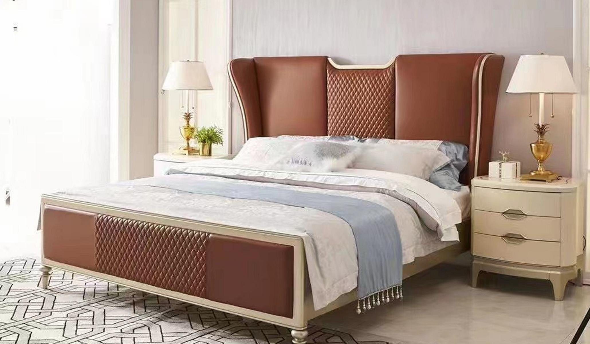 JVmoebel Bett, Luxus Bett Braun Betten Bettgestelle Doppel Modern Doppelbett