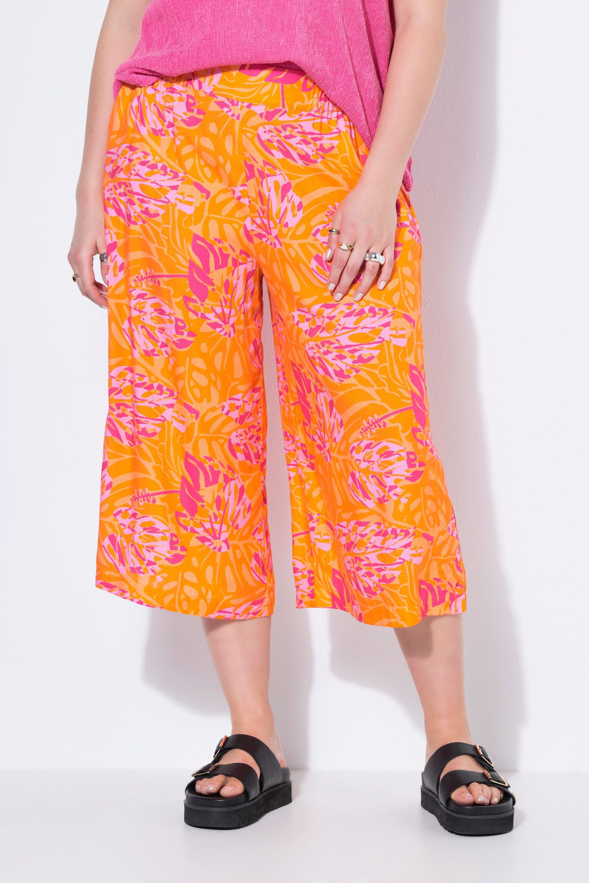 Studio Untold Culotte Culotte Wide Legs High Waist Shape Leafs Print