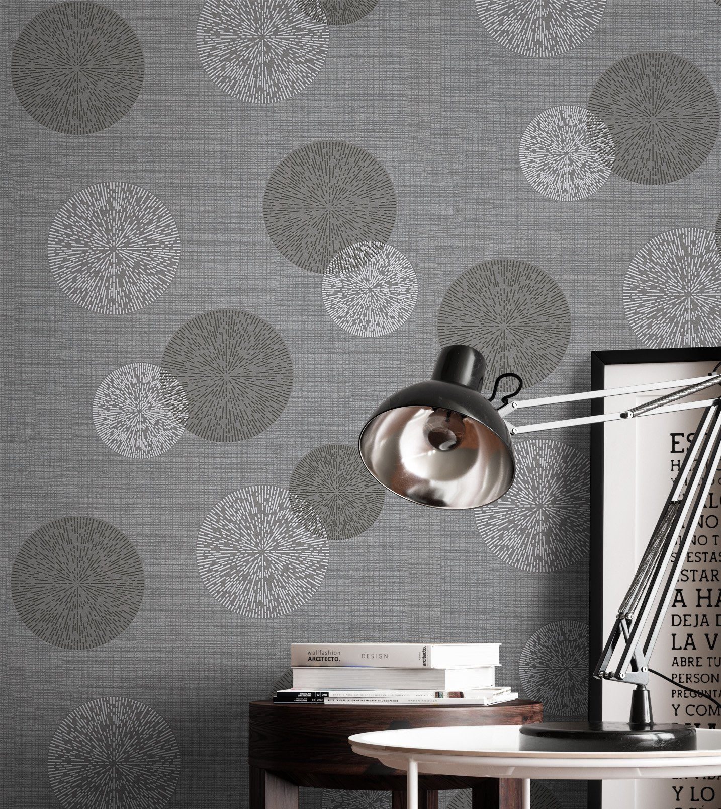 Newroom Vliestapete Raina Silber Tapete Mustertapete Kreise, Punkte, Modern, strukturiert, Polka Dot – Bild 4 von 5