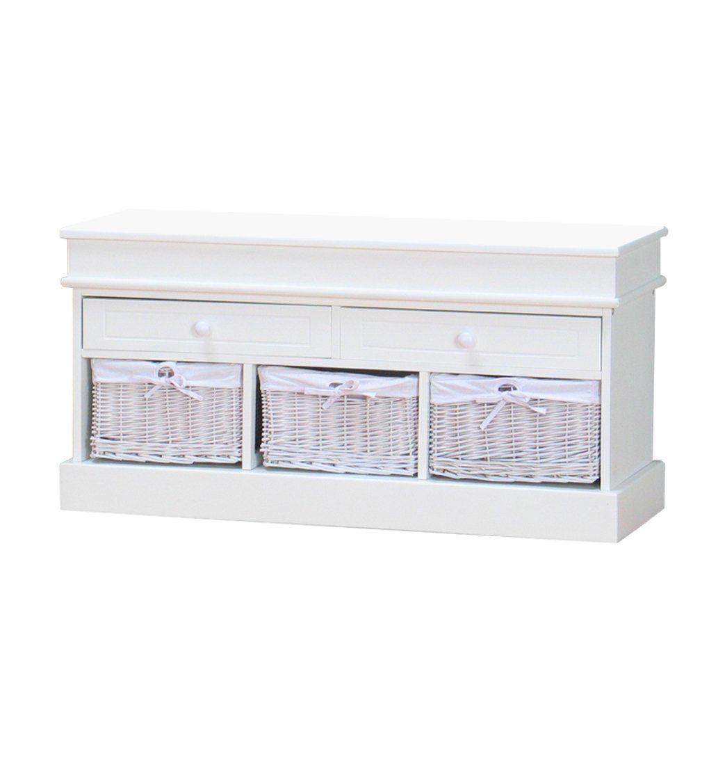 ebuy24 TV-Bank Trine Tv/Hifi-Möbel mit 2 Schubladen und 3 Körben. Reduzierter Preis € 172,95. Unverbindliche Preisempfehlung € 226,95