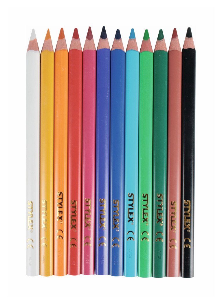 Stylex Schreibwaren Buntstift 12 dicke Jumbo Dreikant-Buntstifte / 12 verschiedene Farben