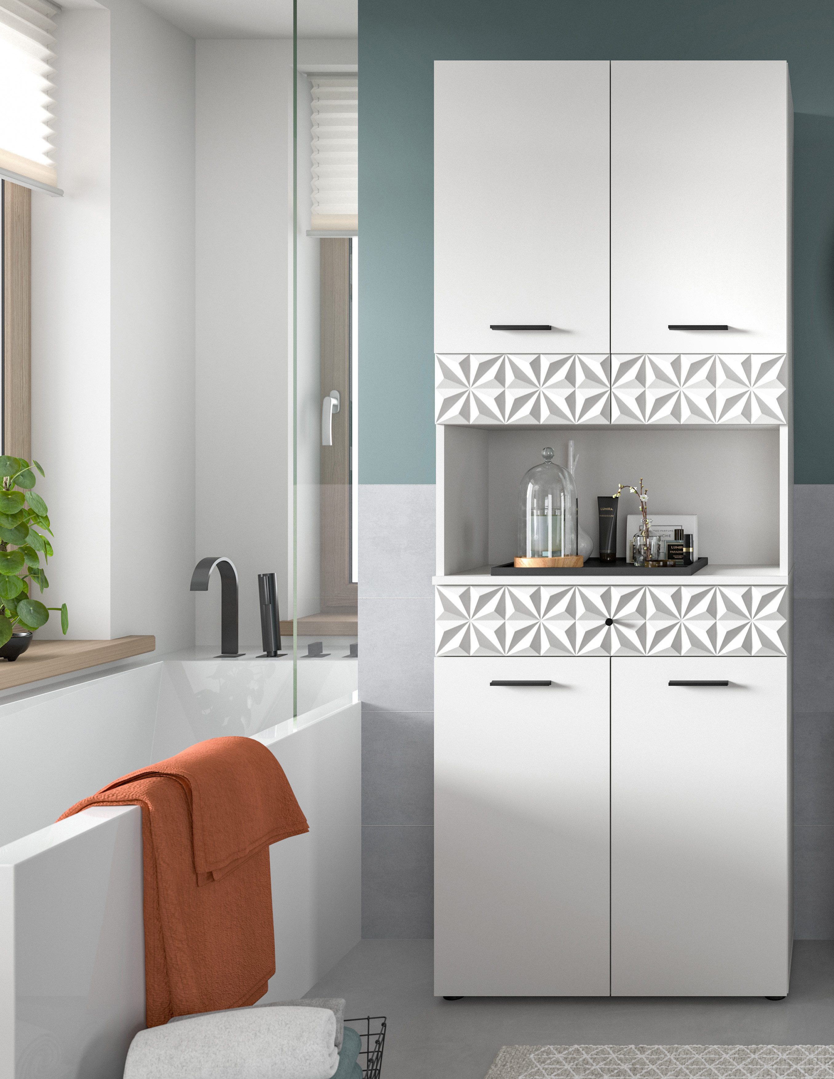 furnling Hochschrank Prima 4 Türen, 1 offenes Fach, 1 Schublade, Badkommode günstig online kaufen