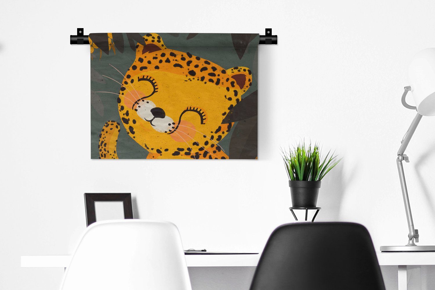 Kleid, MuchoWow Kinderzimmer Tiere Wanddeko Dschungel - Schlafzimmer, Wohnzimmer, Gepard für Kinder, - - Wandbehang, Wanddekoobjekt