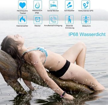 LEBEXY Smartwatch (0,96 Zoll, Android, iOS), mit IP68-Wasserdichtigkeit, Benachrichtigungen Lange Akkulaufzeit