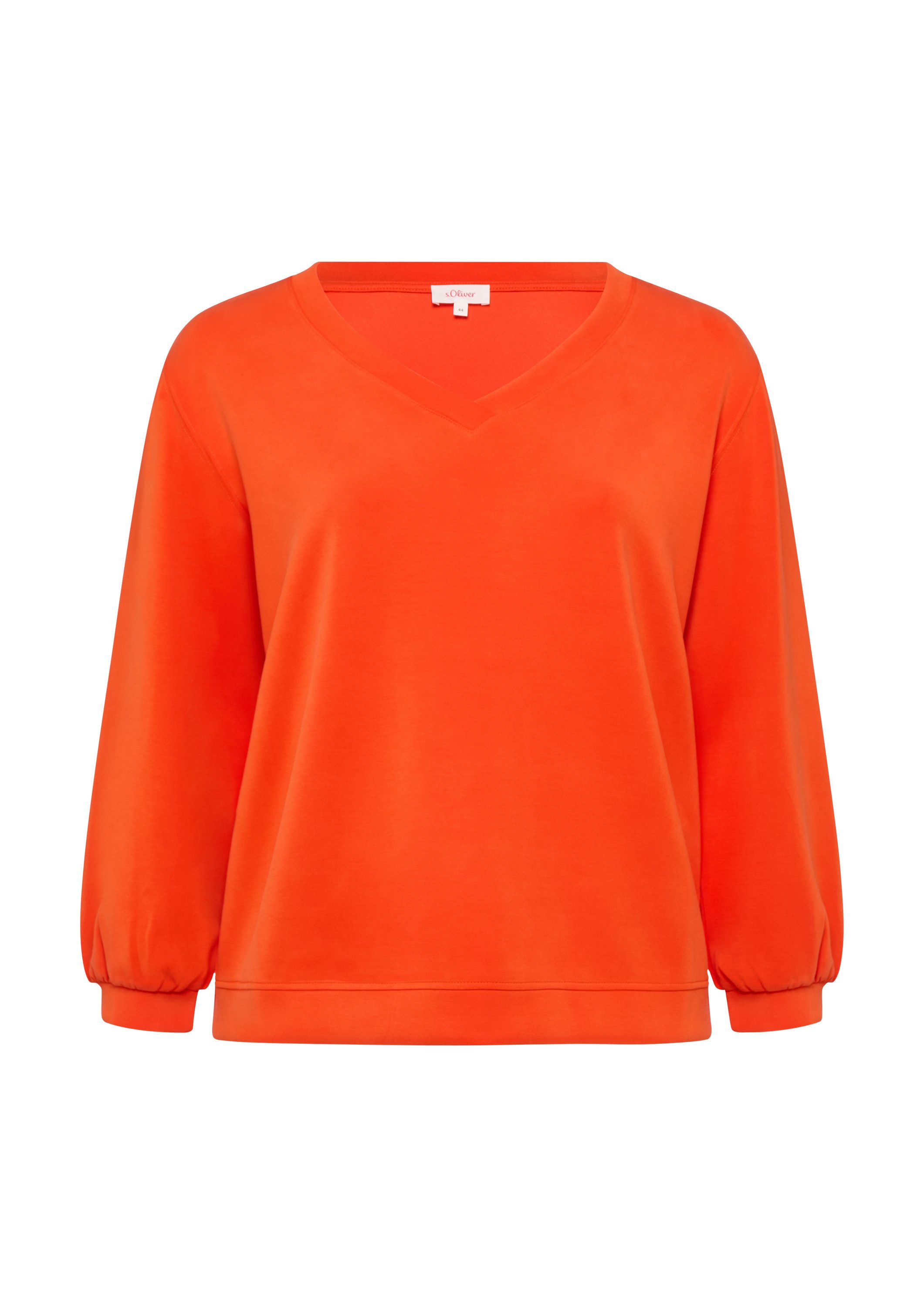 s.Oliver Sweatshirt Sweatshirt Scuba-Sweatshirt mit V-Ausschnitt günstig online kaufen