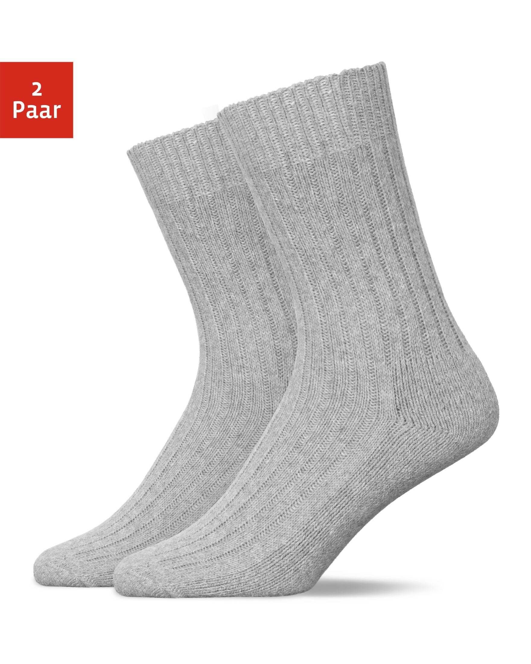 SNOCKS Thermosocken Wollsocken Damen Herren Wintersocken Stricksocken (2-Paar) aus warmem Material Hellgrau