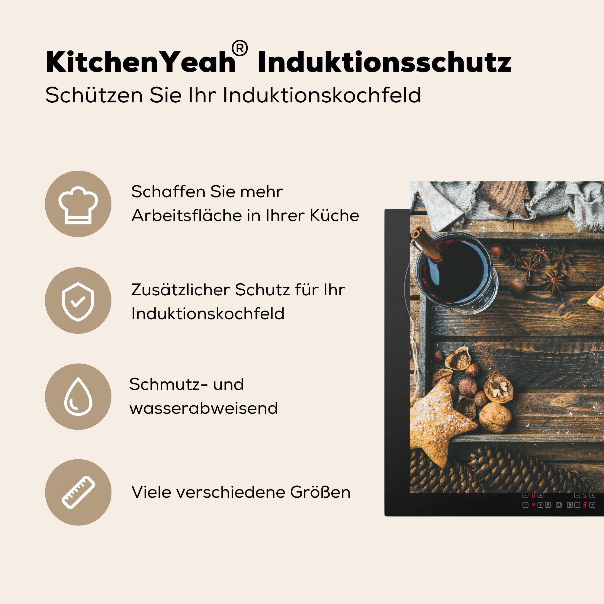 MuchoWow Herdblende-/Abdeckplatte Herbst, Arbeitsplatte Vinyl, - cm, - Getränke Induktionsschutz - Ceranfeldabdeckung, tlg), Kekse küche (1 für 78x78