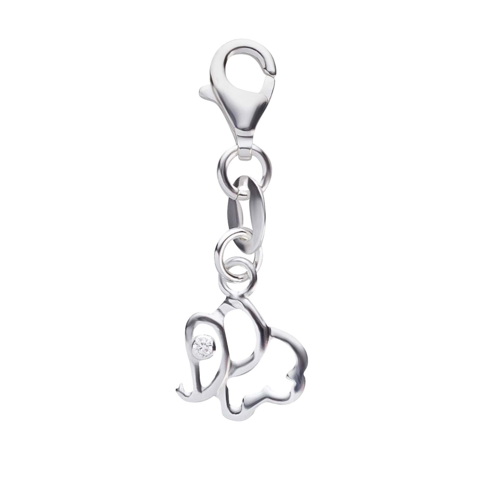 schmuck23 Charm-Einhänger Charm Anhänger Elefant 925 Silber Kettenanhänger (1-tlg), Für Armband, Halskette oder Schlüsselanhänger