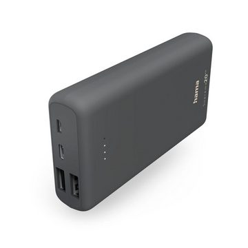 Hama Powerbank 20000mAh, 3 Ausgänge: 1x USB-C, 2x USB-A, mit Ladekabel Powerbank 20000 mAh (3,7 V)