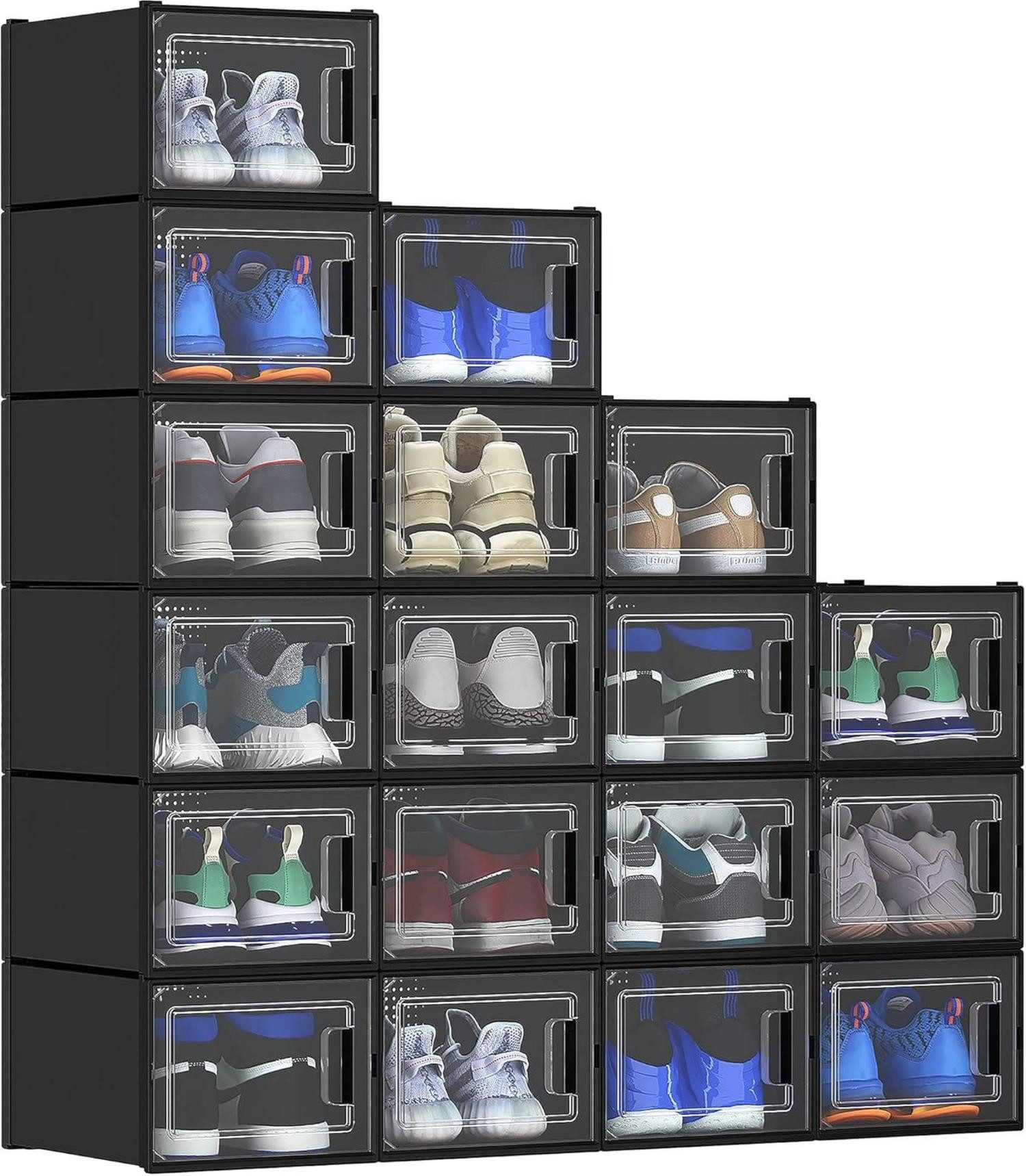 YITAHOME Schuhformer Schuhboxen 18er Set stapelbar stabil Хранилищаsboxen für Schuhe bis