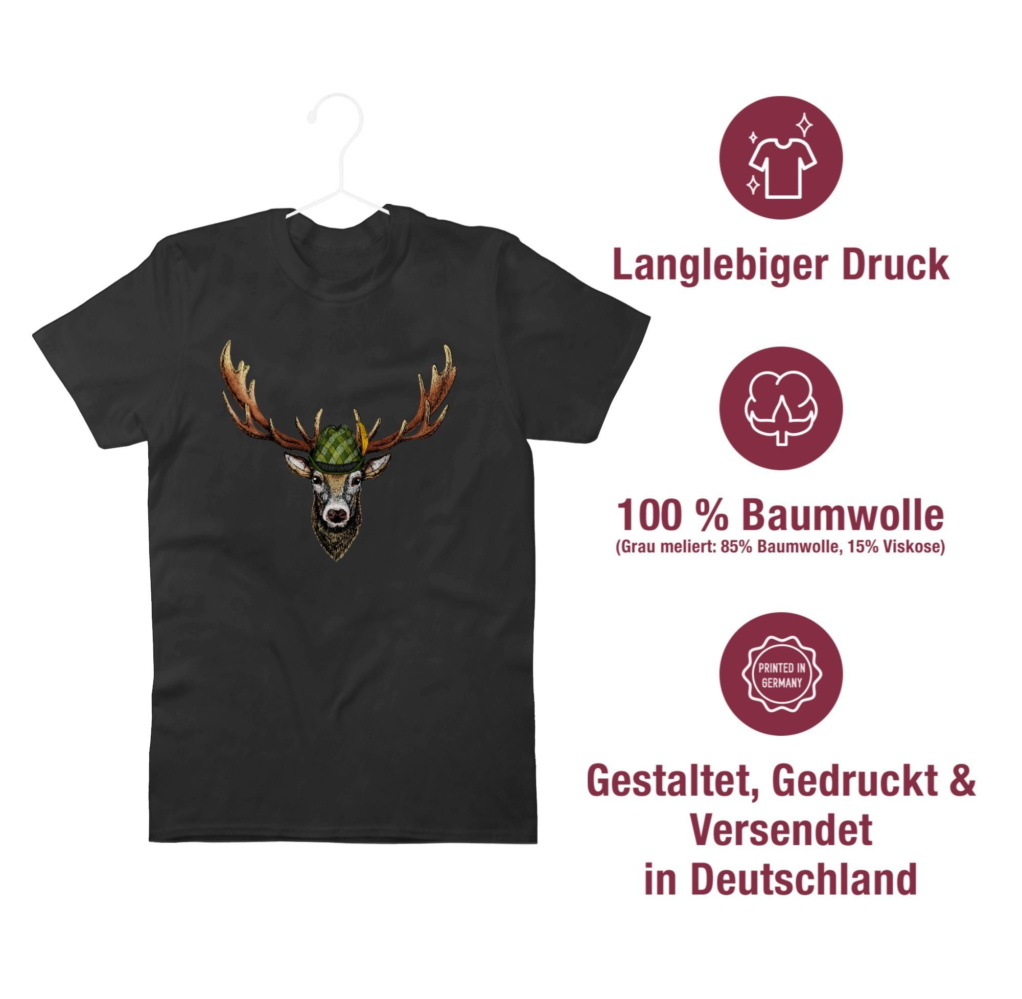 Shirtracer T-Shirt Jagdhirsch Hirsch Jäger Jägerin Geschenk Mode für Oktoberfest Herren – Bild 4 von 5