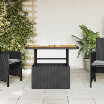 vidaXL Gartentisch Gartentisch Schwarz 90x55x71 cm Poly Rattan und Akazienholz (1-St)