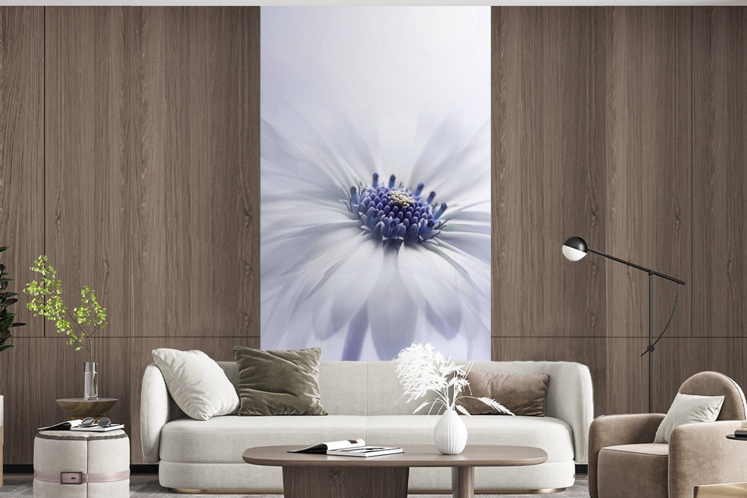 Wohnzimmer MuchoWow - Fototapete bedruckt, Blume Schlafzimmer Abstrakt Fototapete (2 Vliestapete St), Küche, für Weiß, Matt, -