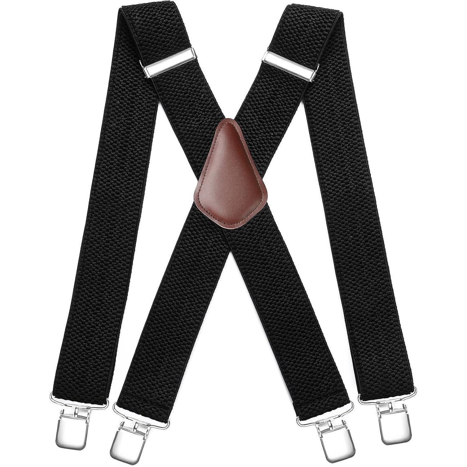 LuxusKollektion Hosenträger Hosenträger Herren 5cm 4 Metallclips X Form Schwarz1 Einheitsgröße