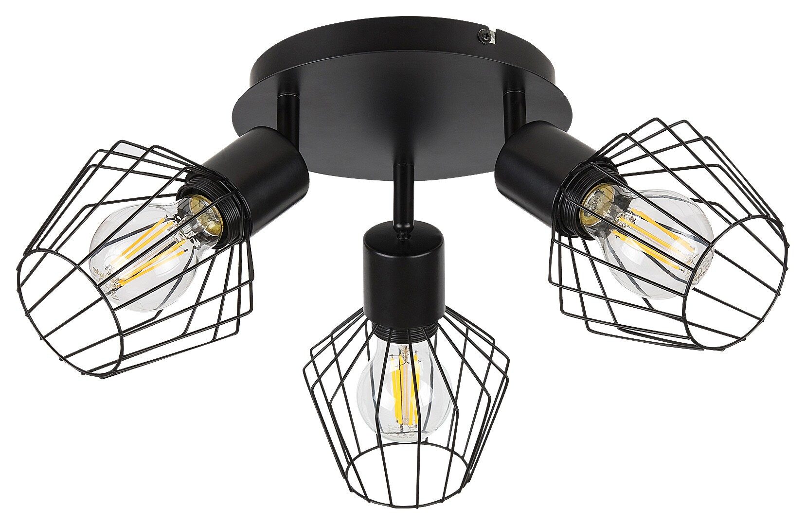 Rabalux LED Deckenspots "Belano" 3-flammig, Metall, schwarz, rund, E27, ø475mm