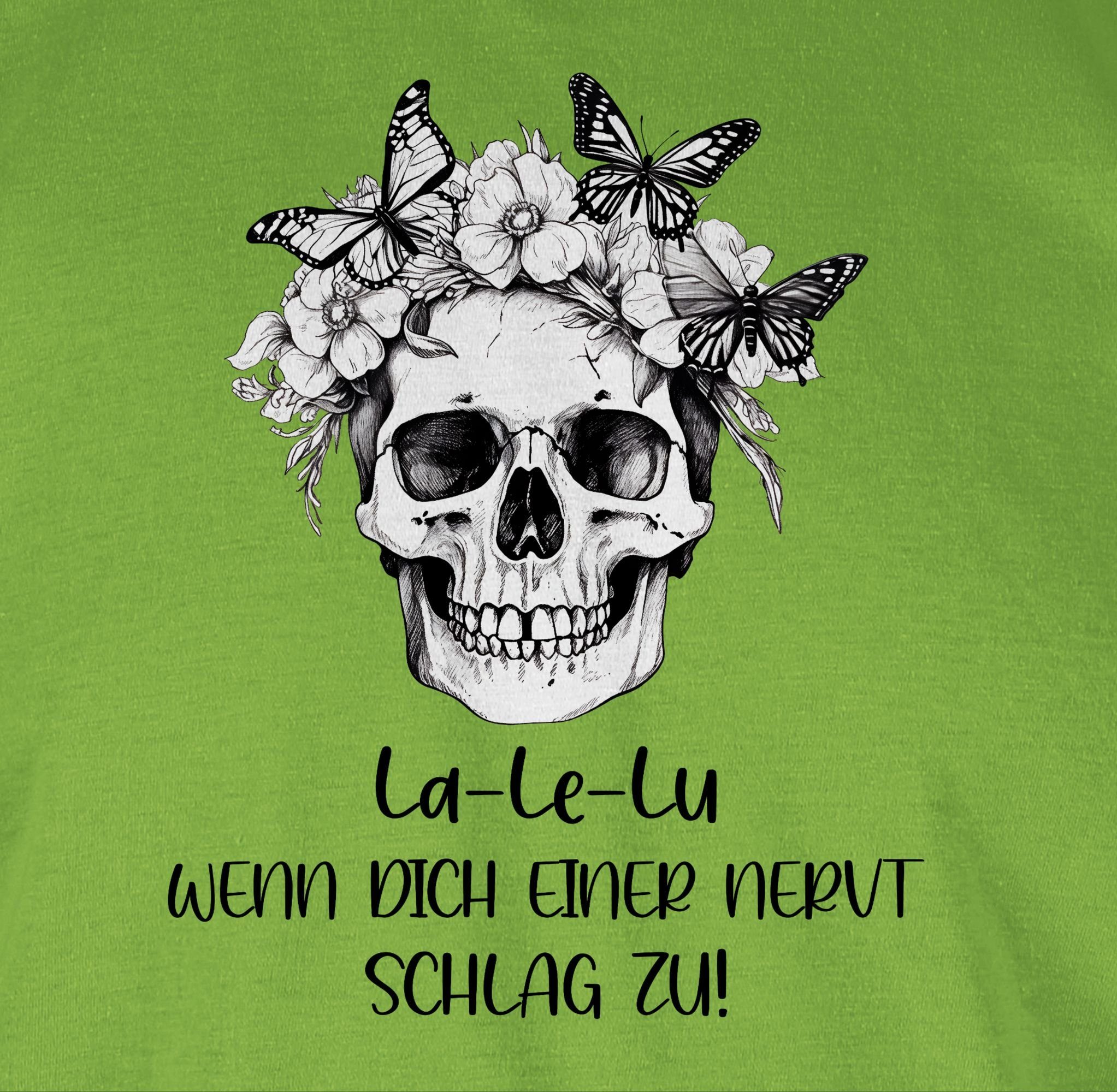 Koll wenn Lu zu La Skull Totenkopf T-Shirt 02 Shirtracer Hellgrün schlag einer nervt Statement Kollegen Le dich