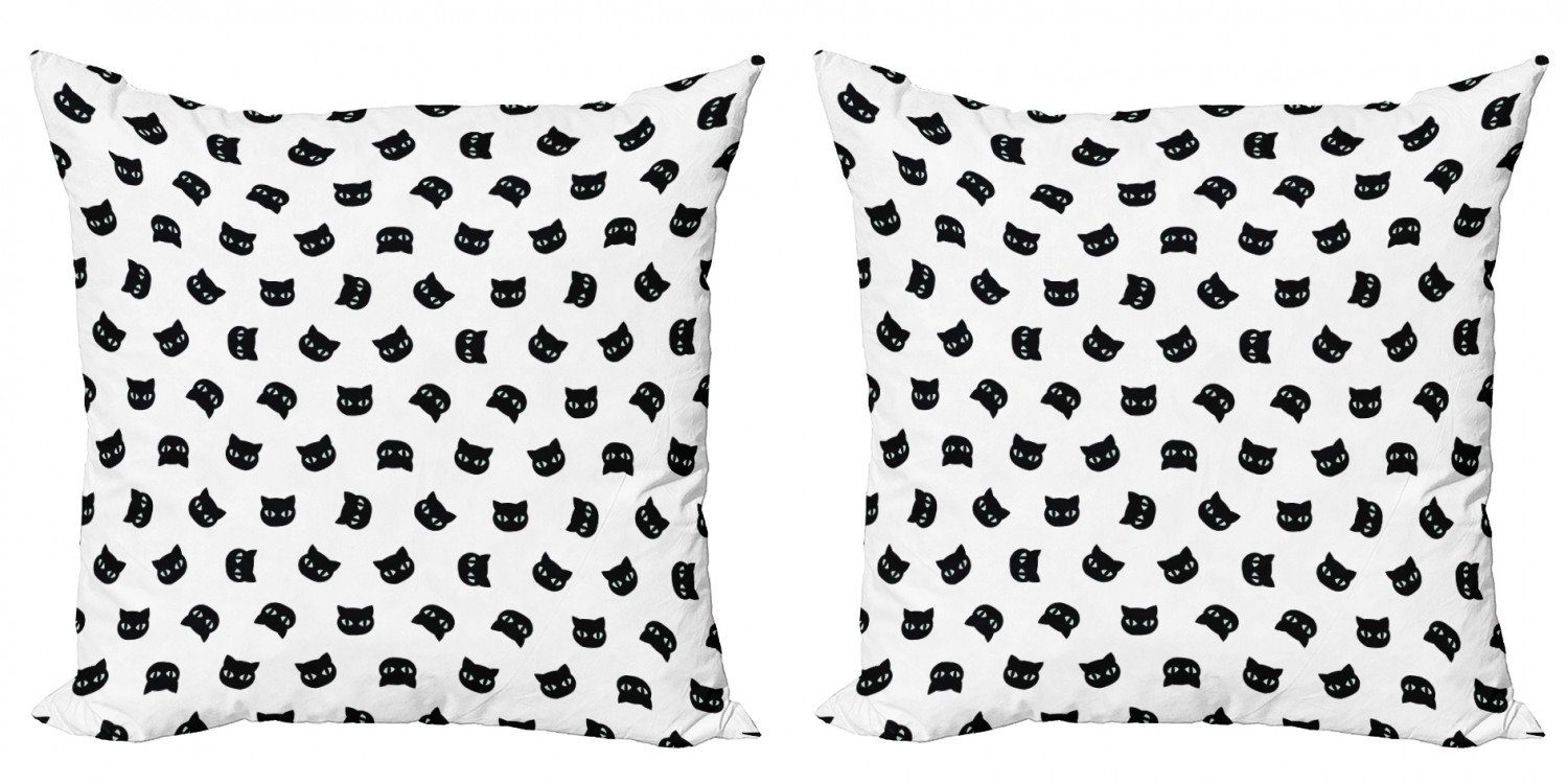 Kissenbezüge Modern Accent Doppelseitiger Digitaldruck, Abakuhaus (2 Stück), Schwarz und weiß Katzenportraits
