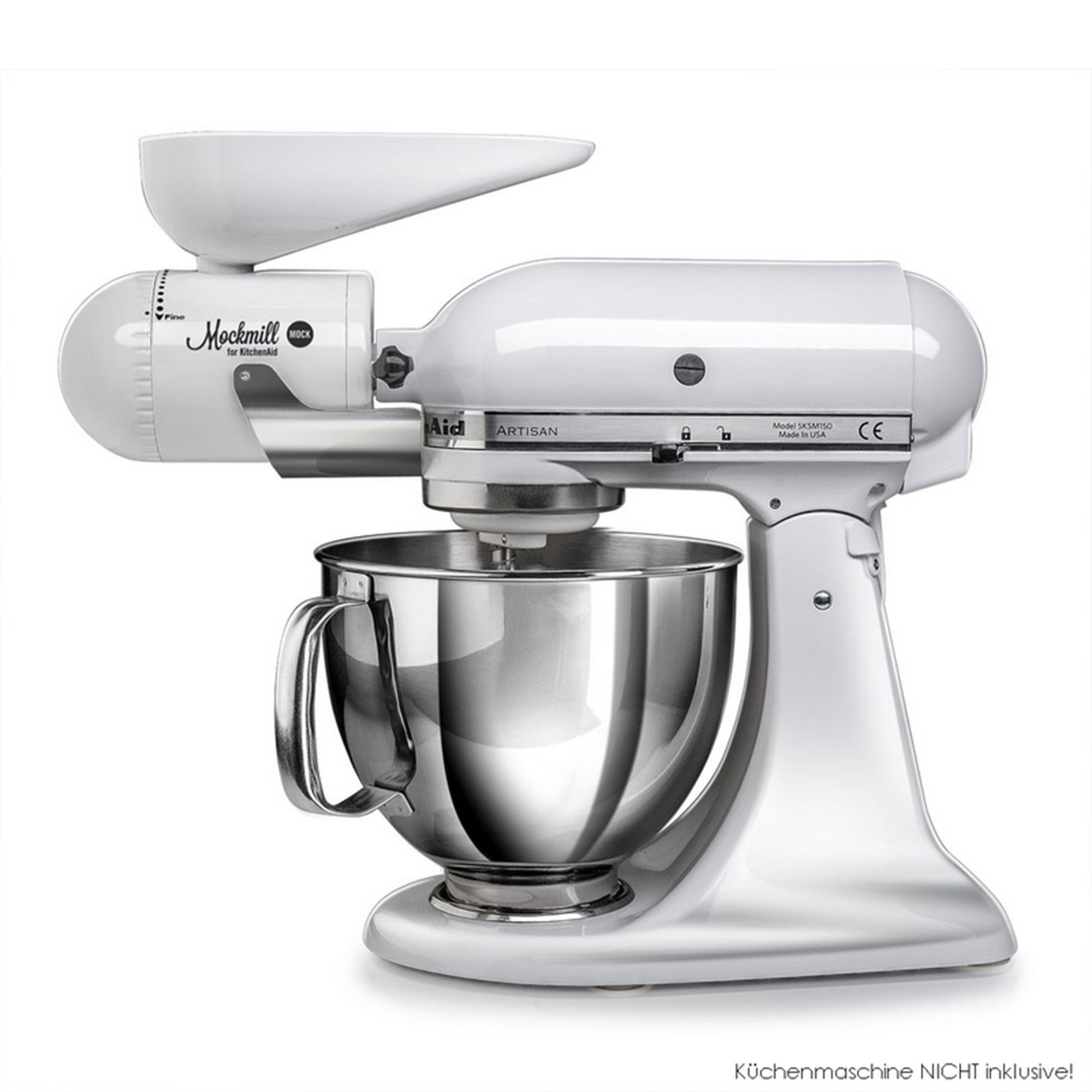 Mockmill Küchenmaschinen Zubehör-Set Wolfgang Mock MOCKMILL MM001 Getreidemühlen-Vorsatz für KitchenAid, Zubehör für KitchenAid Küchenmaschinen, robuste Mahlwerk aus Korund-Keramik