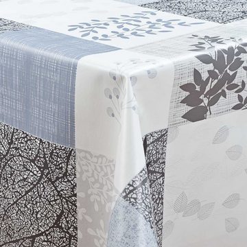 laro Tischdecke Wachstuch-Tischdecken Abwaschbar Blumen Grau. Weiß. Schwarz rechteckig
