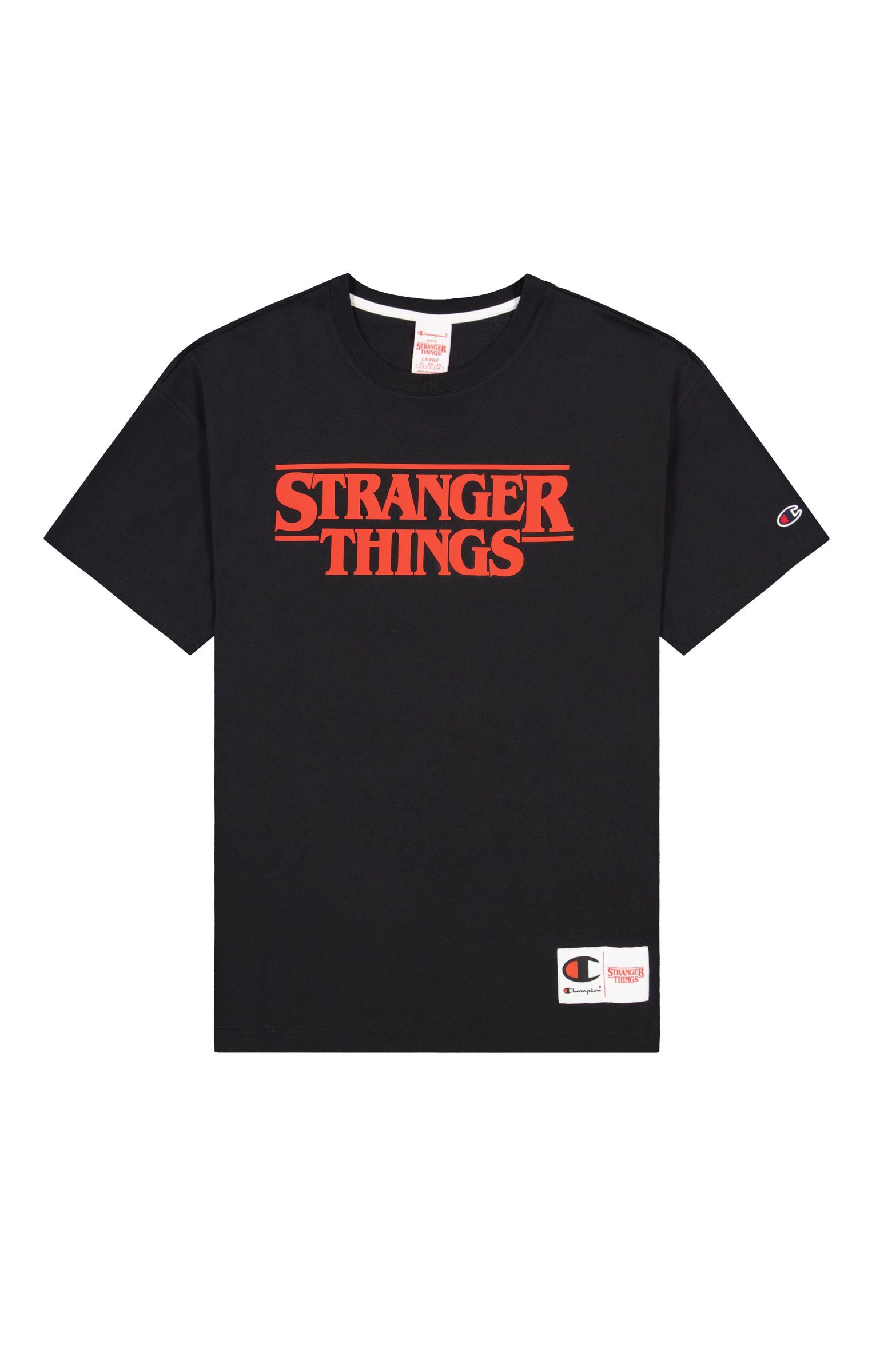 Champion T-Shirt Champion Unisex T-Shirt Crewneck Stranger Things Adult schwarz (kk001)