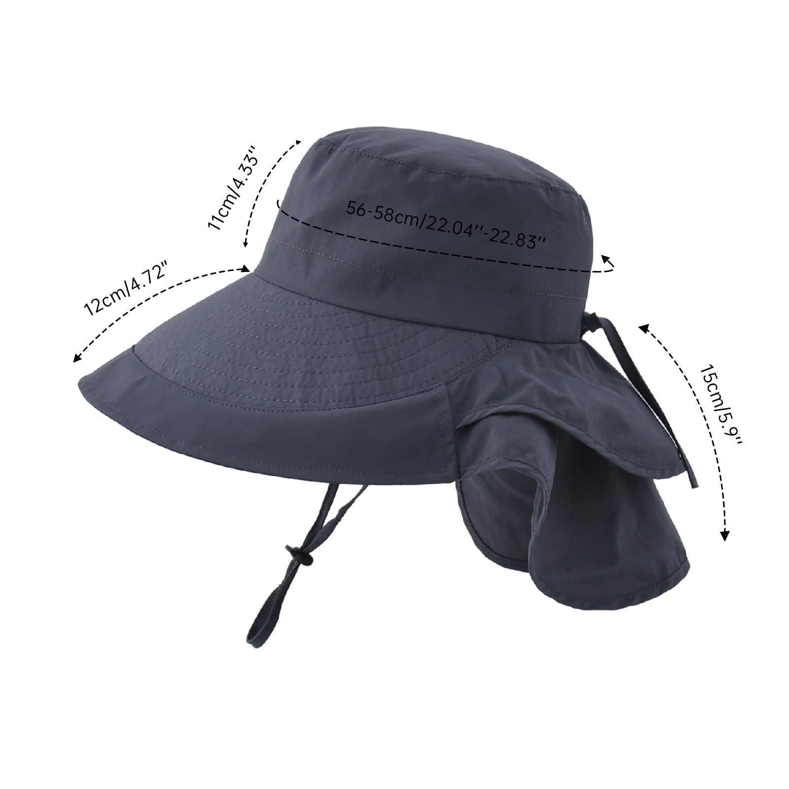 Coonoor Fischerhut Sonnenhut Damen UPF 50+ Outdoor UV Summer Cap mit Nackenschutz (1-St) Faltbarer Fischerhüte für Wandern Camping Reisen Angeln