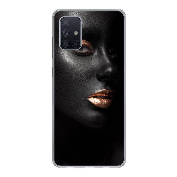MuchoWow Handyhülle Frau - Make-up - Kupfer - Schwarz Handyhülle Samsung Galaxy A51 5G Smartphone-Bumper Print Handy