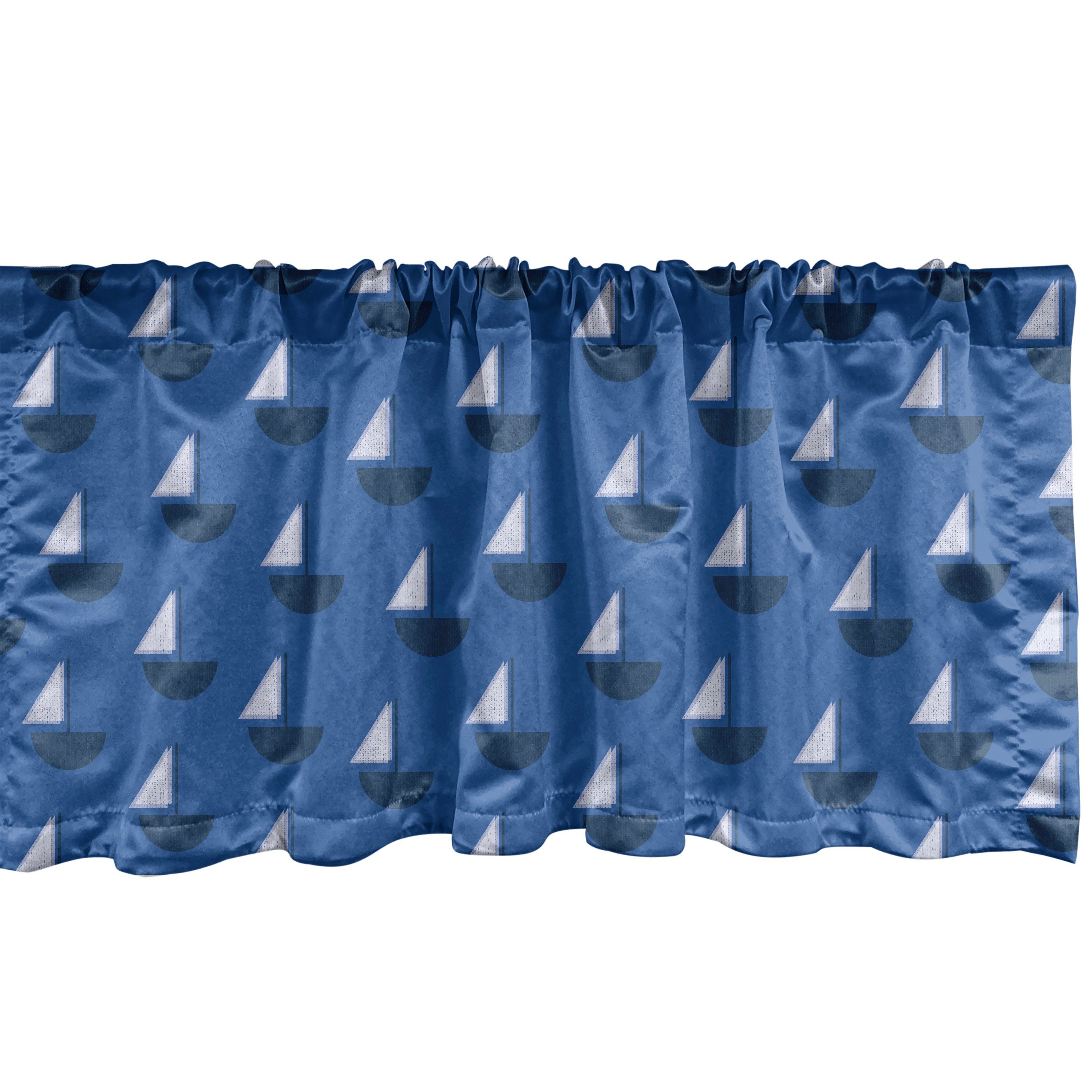 Scheibengardine Vorhang Volant für Küche Schlafzimmer Dekor mit Stangentasche, Abakuhaus, Microfaser, Nautik-Party geometrische Segel