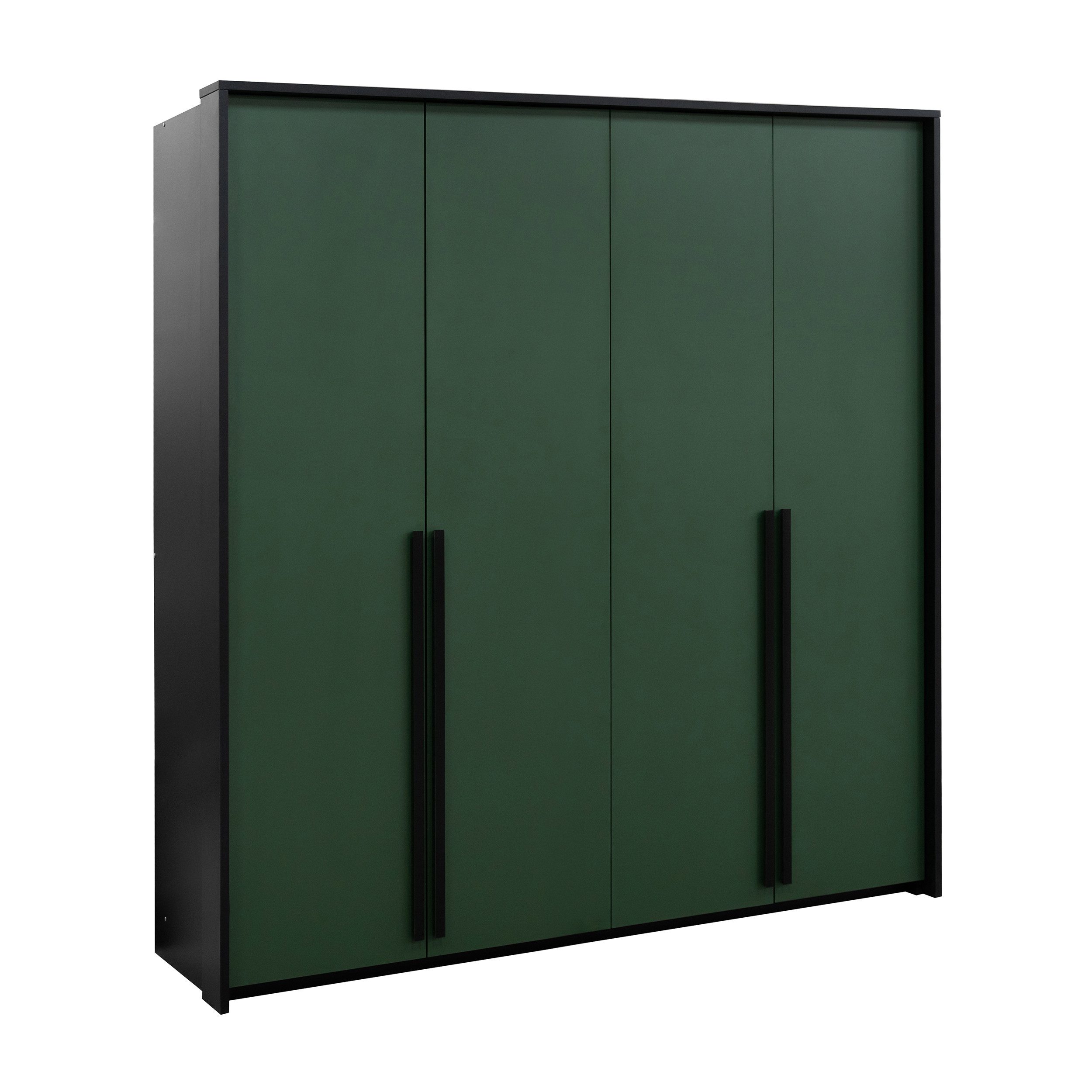 Beautysofa Drehtürenschrank GIANA 4‑türig (im modernen Stil, mit 2 Kleiderstangen & 4 Ablagefächern) Breite: 210 cm