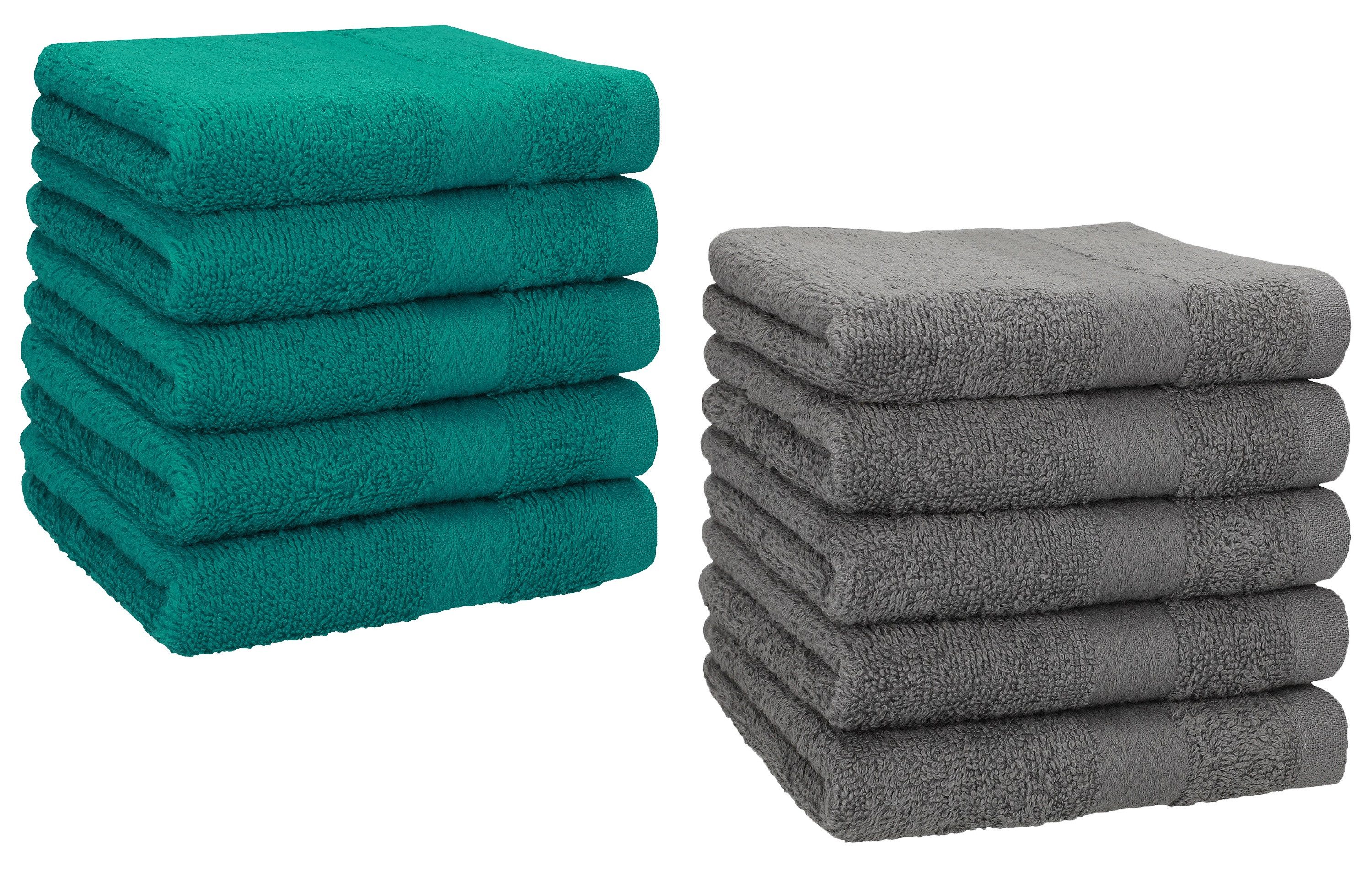 Betz Seiftuch 10 Stück Seiftücher Premium Farbe smaragdgrün/anthrazit, Baumwolle (Set, 10-St), Seiflappen, dunkle Farben separat waschen
